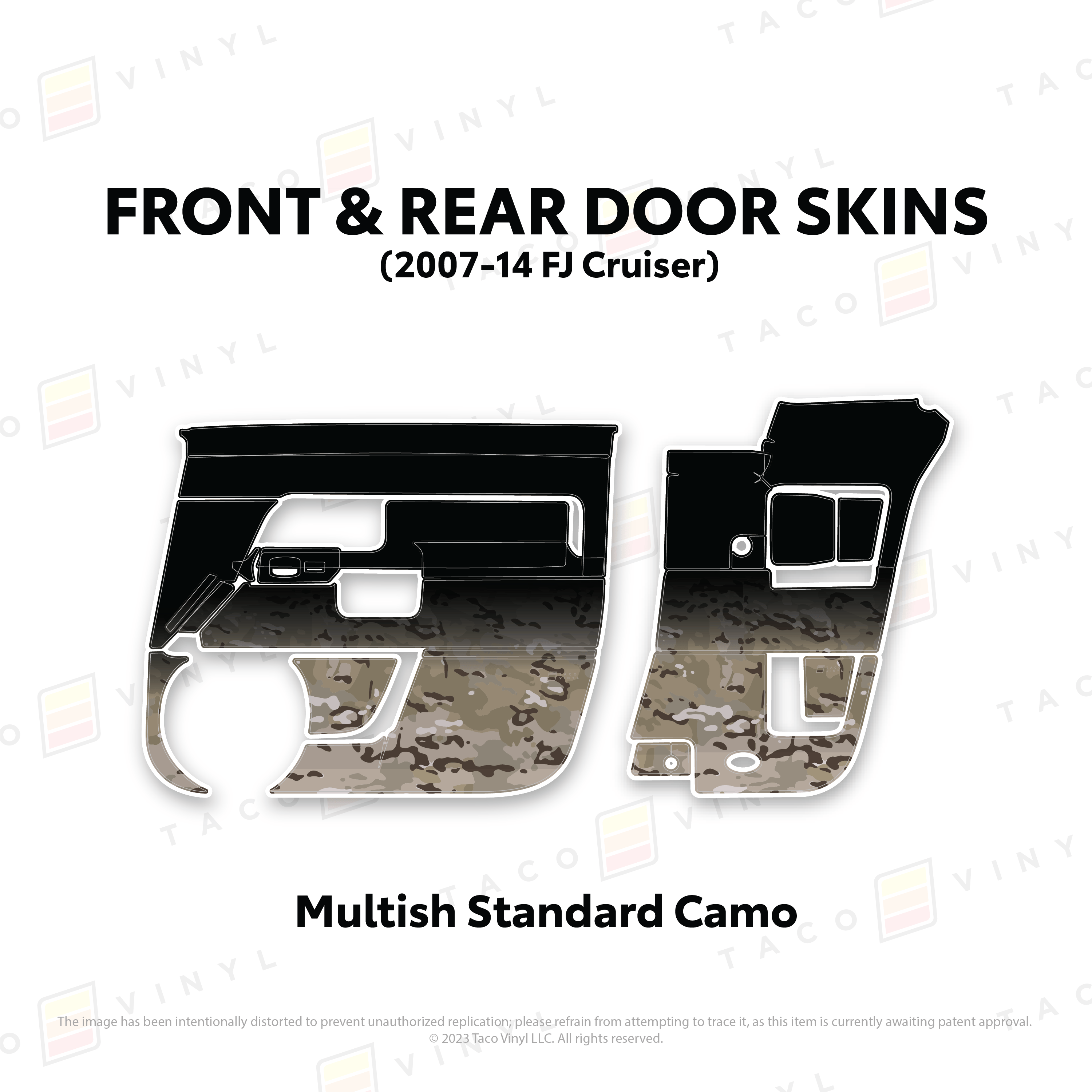 Taco Vinyl Protective Vinyl Front and Rears / Multish Standard Camo FJ Cruiser Door Skins