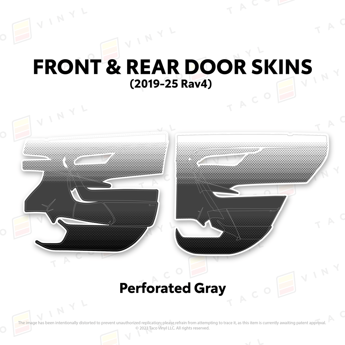 Taco Vinyl Protective Vinyl Front and Rears / Perforated Gray 2019-25 Rav4 Door Skins
