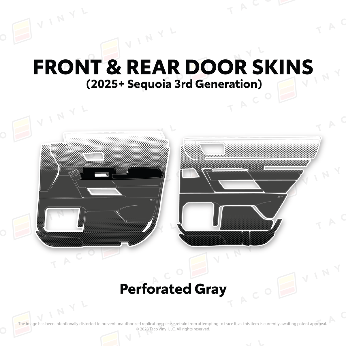 Taco Vinyl Protective Vinyl Front and Rears / Perforated Gray 2023+ Sequoia Door Skins