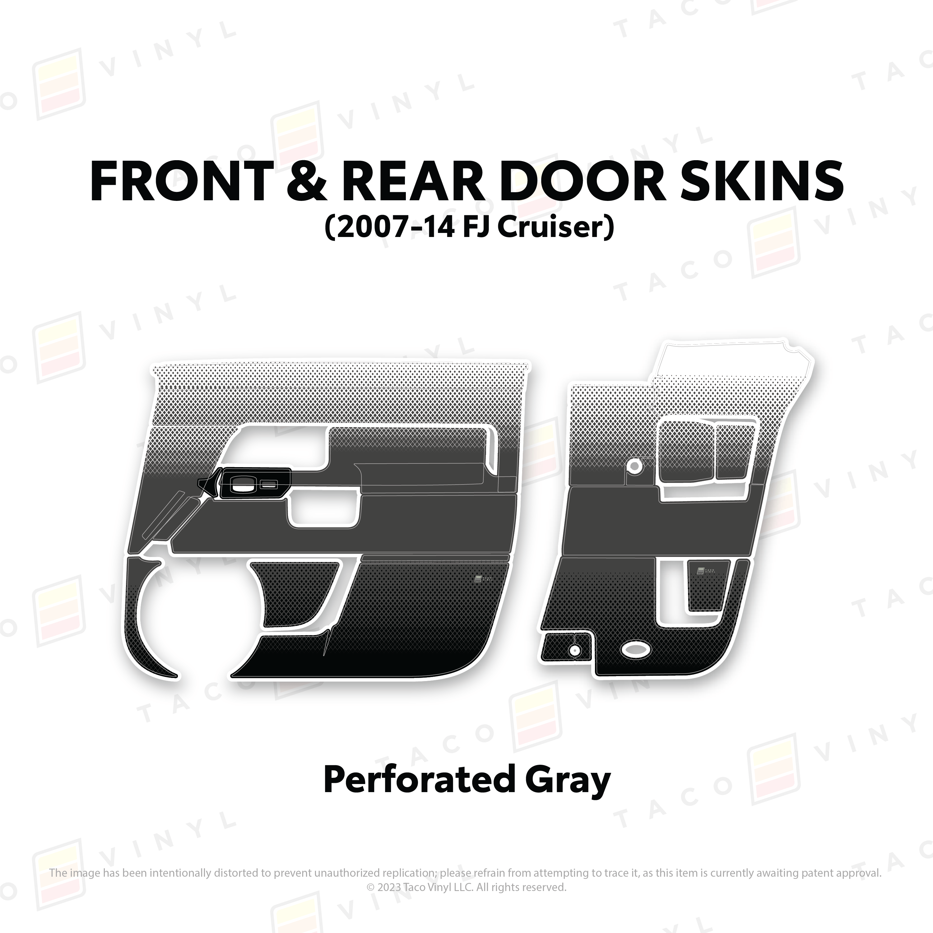 Taco Vinyl Protective Vinyl Front and Rears / Perforated Gray FJ Cruiser Door Skins