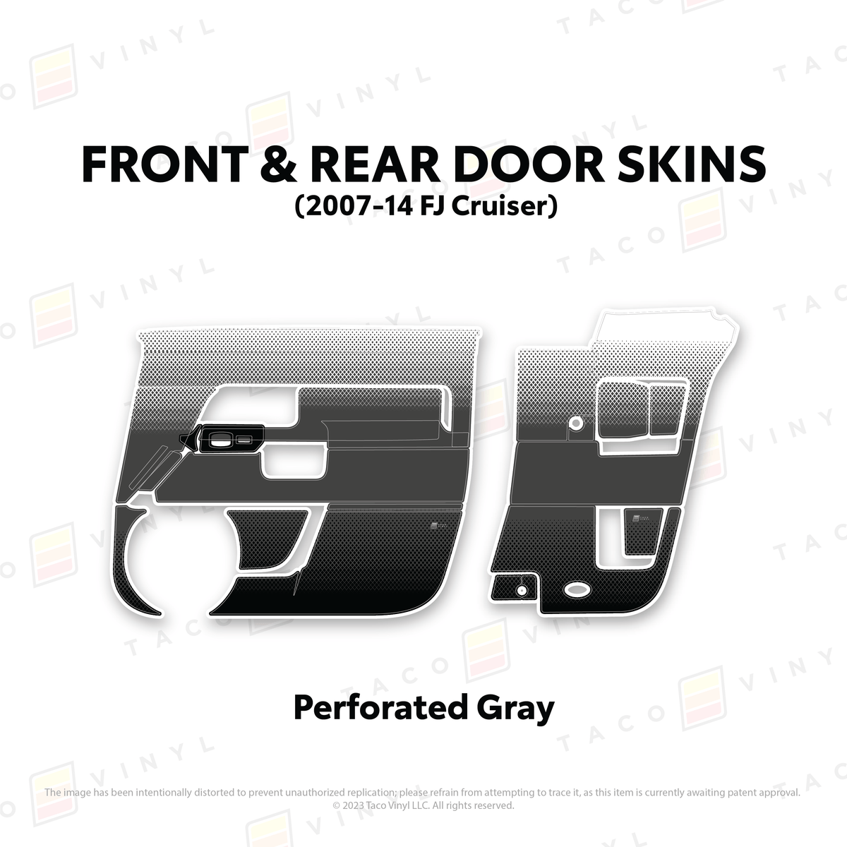 Taco Vinyl Protective Vinyl Front and Rears / Perforated Gray FJ Cruiser Door Skins
