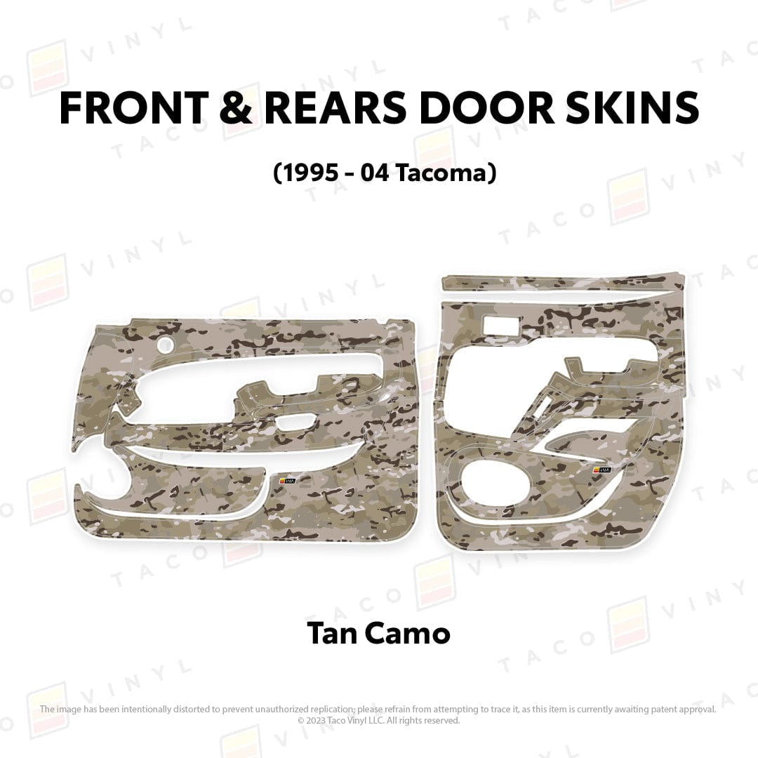 Taco Vinyl Protective Vinyl Front and Rears / Tan Camo 1995-04 Tacoma Door Skins