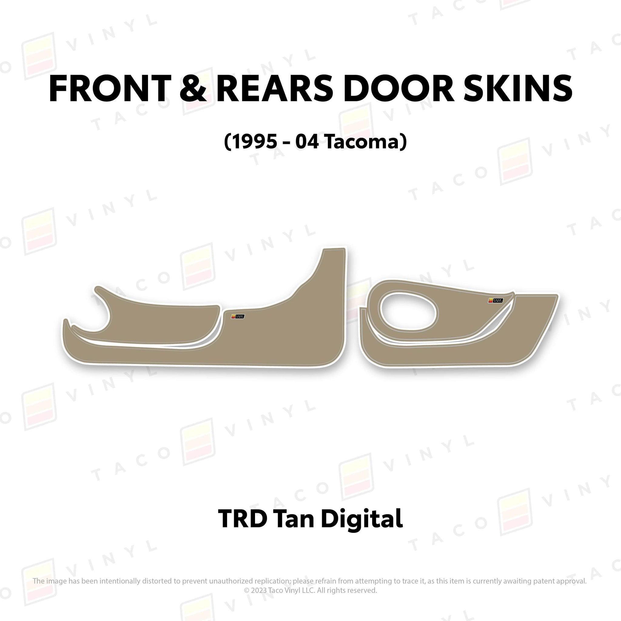 Taco Vinyl Protective Vinyl Front and Rears / TRD Tan Digital 1995-04 Tacoma Door Skins (Lower Section)