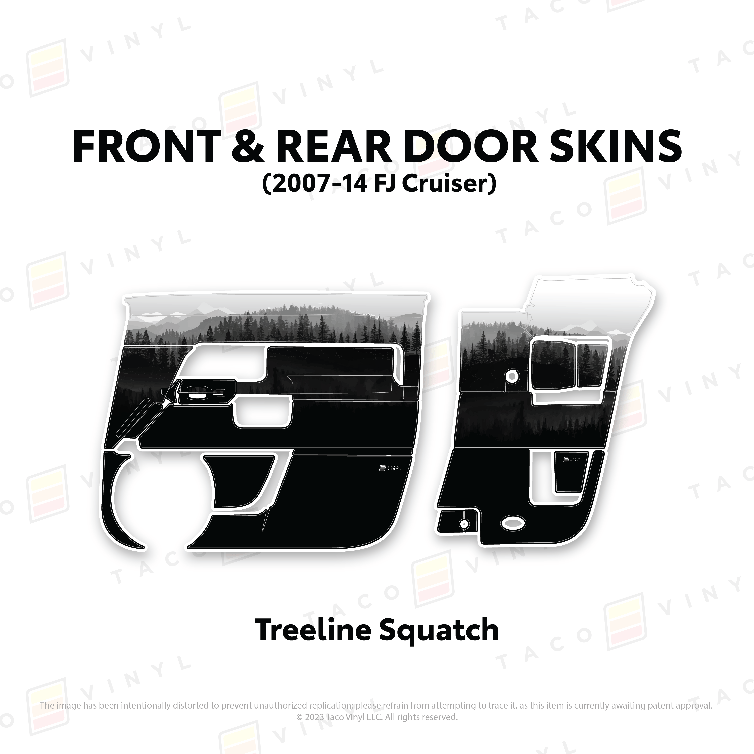 Taco Vinyl Protective Vinyl Front and Rears / Treeline Sasquatch FJ Cruiser Door Skins