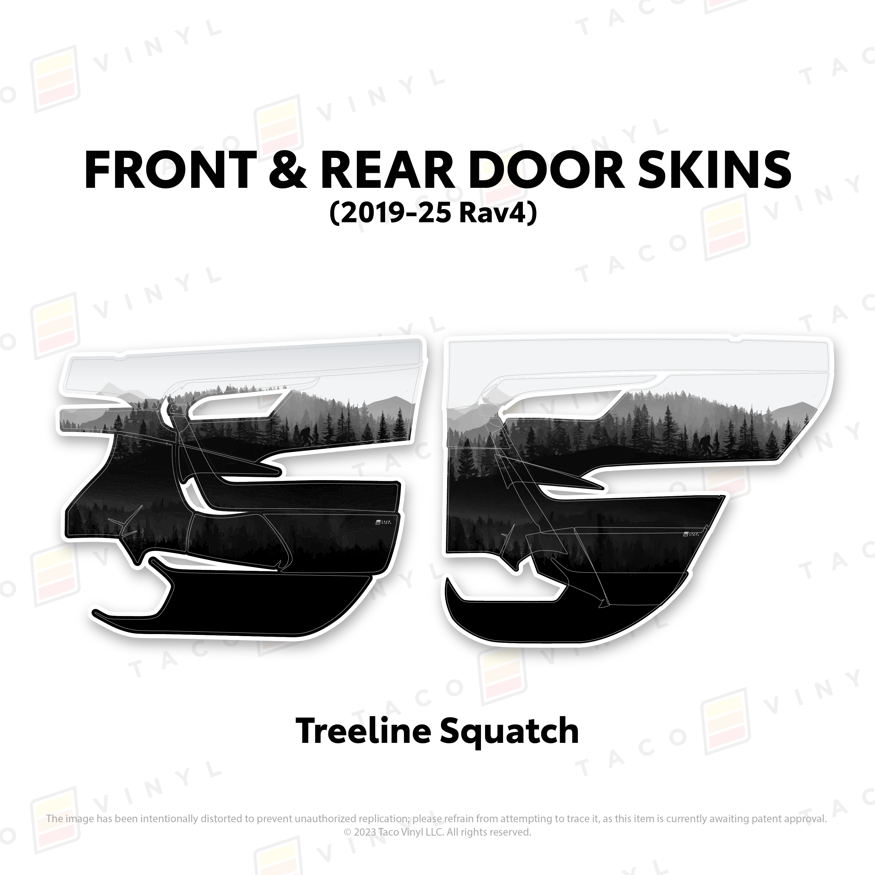 Taco Vinyl Protective Vinyl Front and Rears / Treeline Squatch 2019-25 Rav4 Door Skins