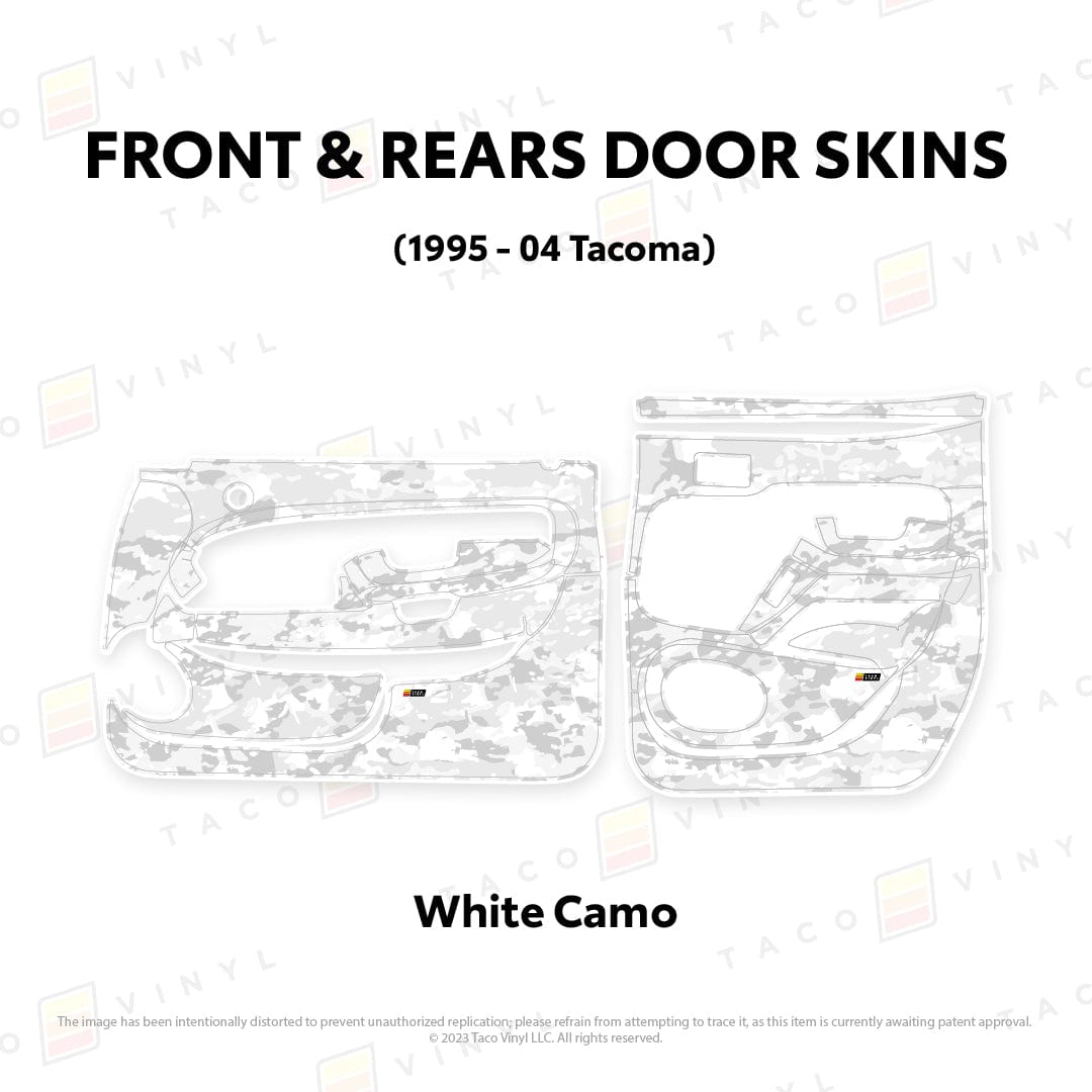 Taco Vinyl Protective Vinyl Front and Rears / White Camo 1995-04 Tacoma Door Skins