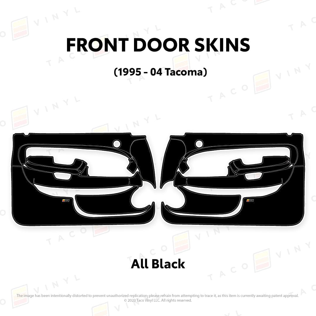 Taco Vinyl Protective Vinyl Front Driver/Passenger / All Black 1995-04 Tacoma Door Skins