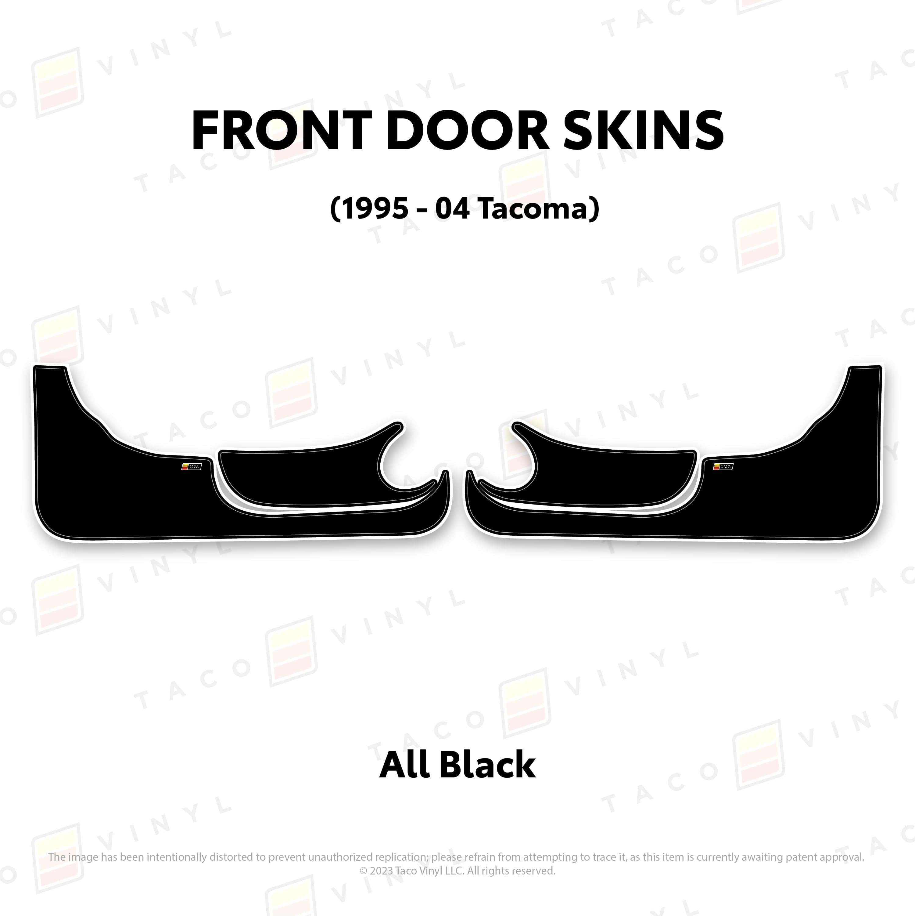 Taco Vinyl Protective Vinyl Front Driver/Passenger / All Black 1995-04 Tacoma Door Skins (Lower Section)