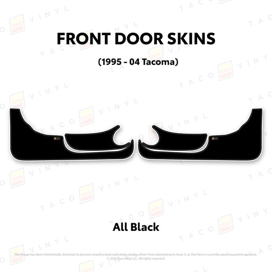 Taco Vinyl Protective Vinyl Front Driver/Passenger / All Black 1995-04 Tacoma Door Skins (Lower Section)