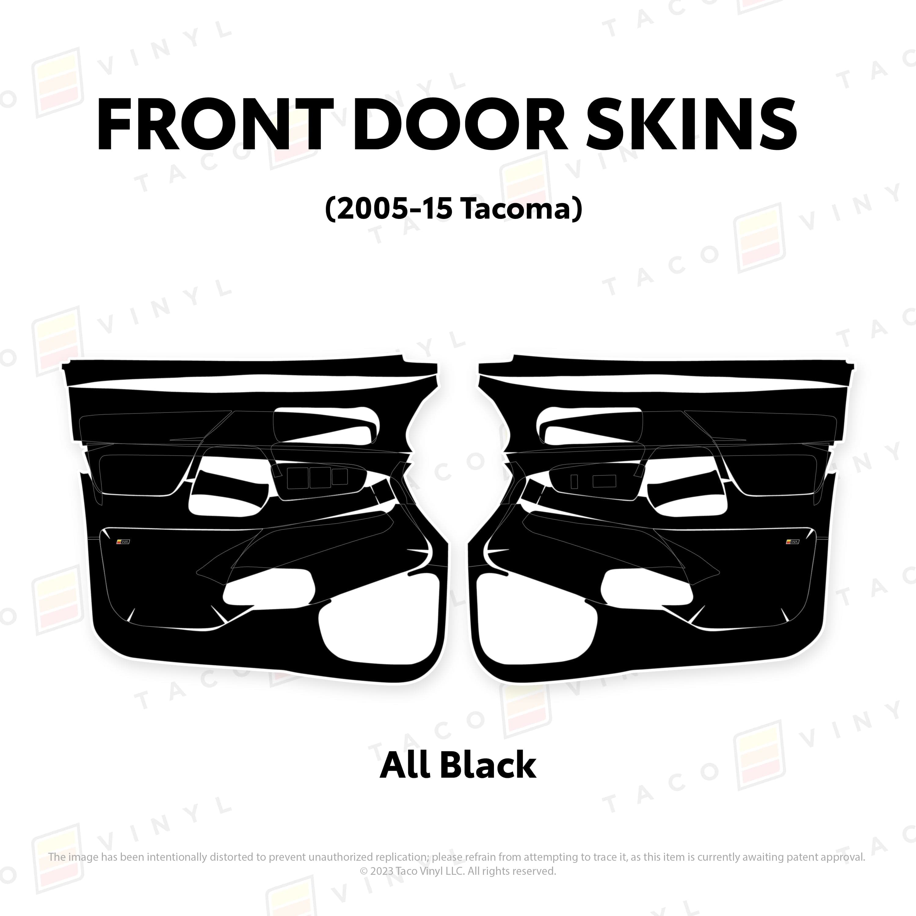 Taco Vinyl Protective Vinyl Front Driver/Passenger / All Black 2005-15 Tacoma Door Skins