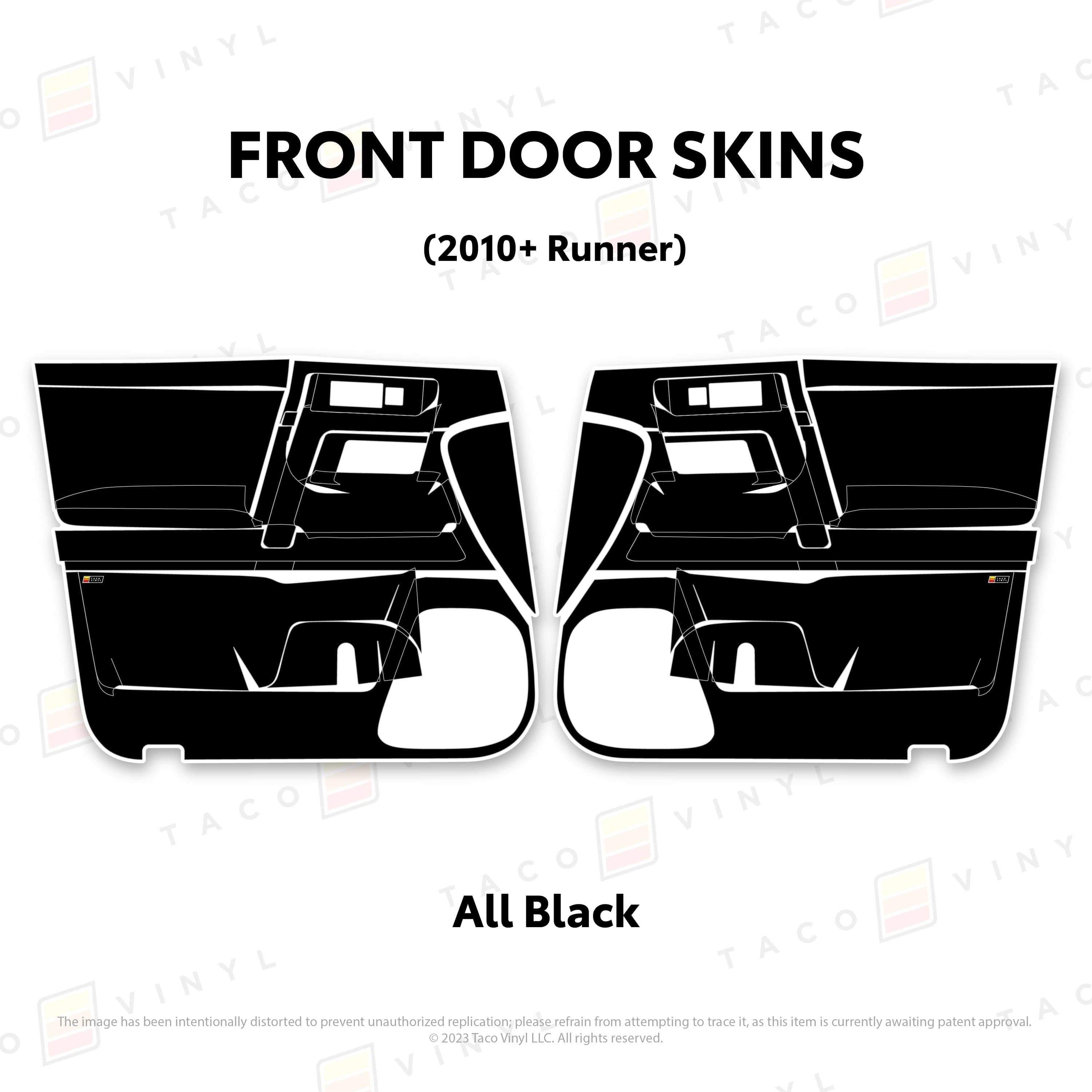 Taco Vinyl Protective Vinyl Front Driver/Passenger / All Black 2010-24 4Runner Door Skins