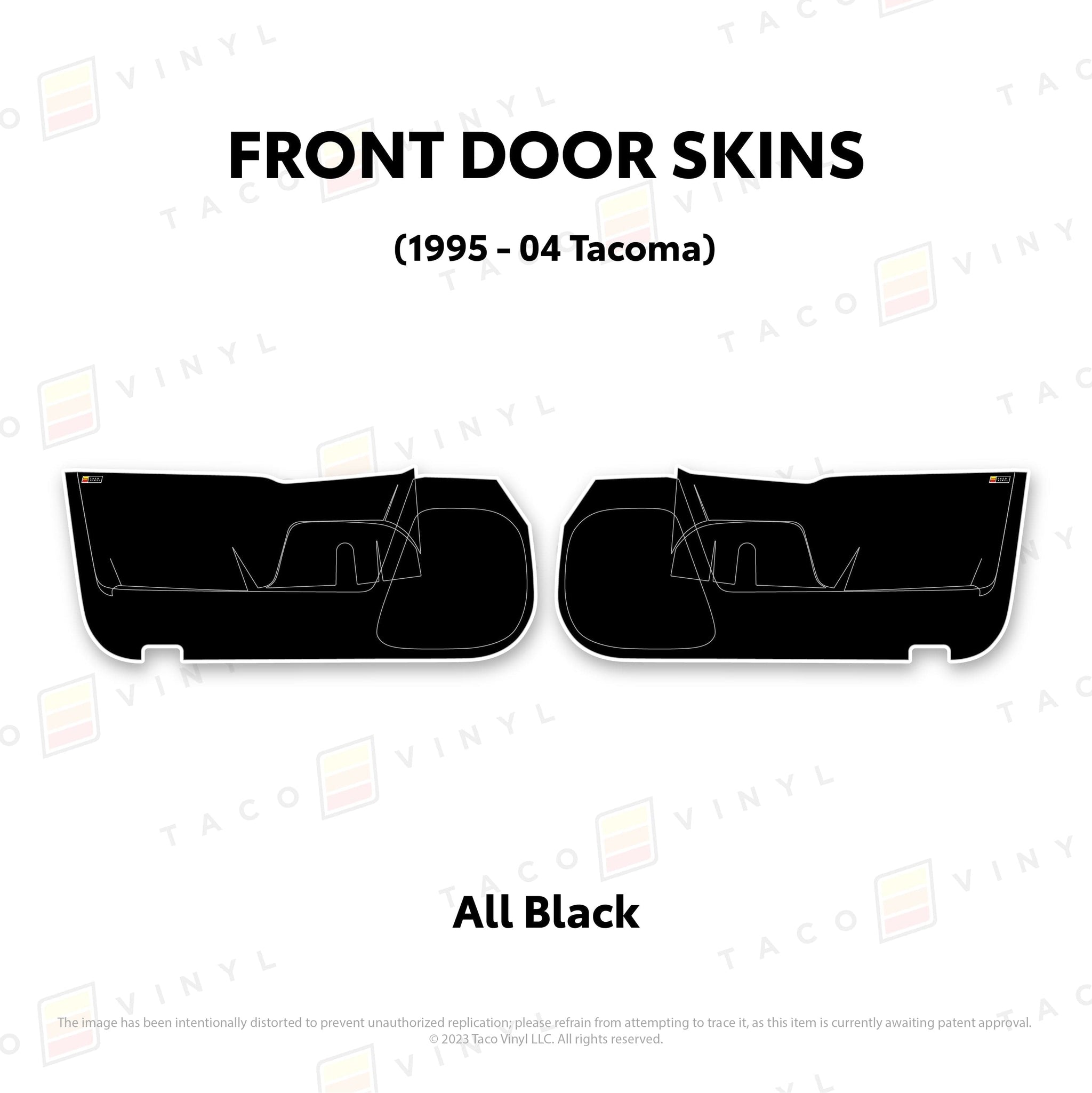 Taco Vinyl Protective Vinyl Front Driver/Passenger / All Black 2010-24 4Runner Door Skins (Lower Section)