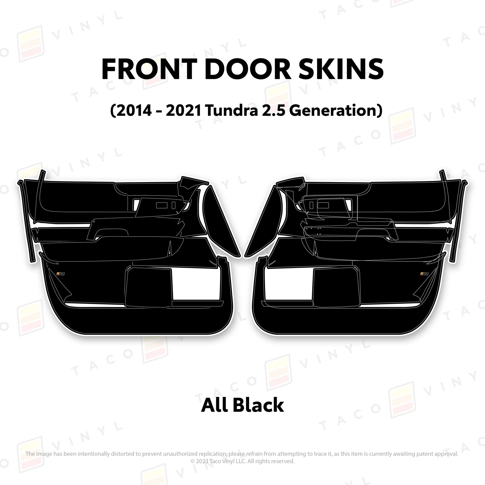 Taco Vinyl Protective Vinyl Front Driver/Passenger / All Black 2014 - 2021 Tundra Door Skins