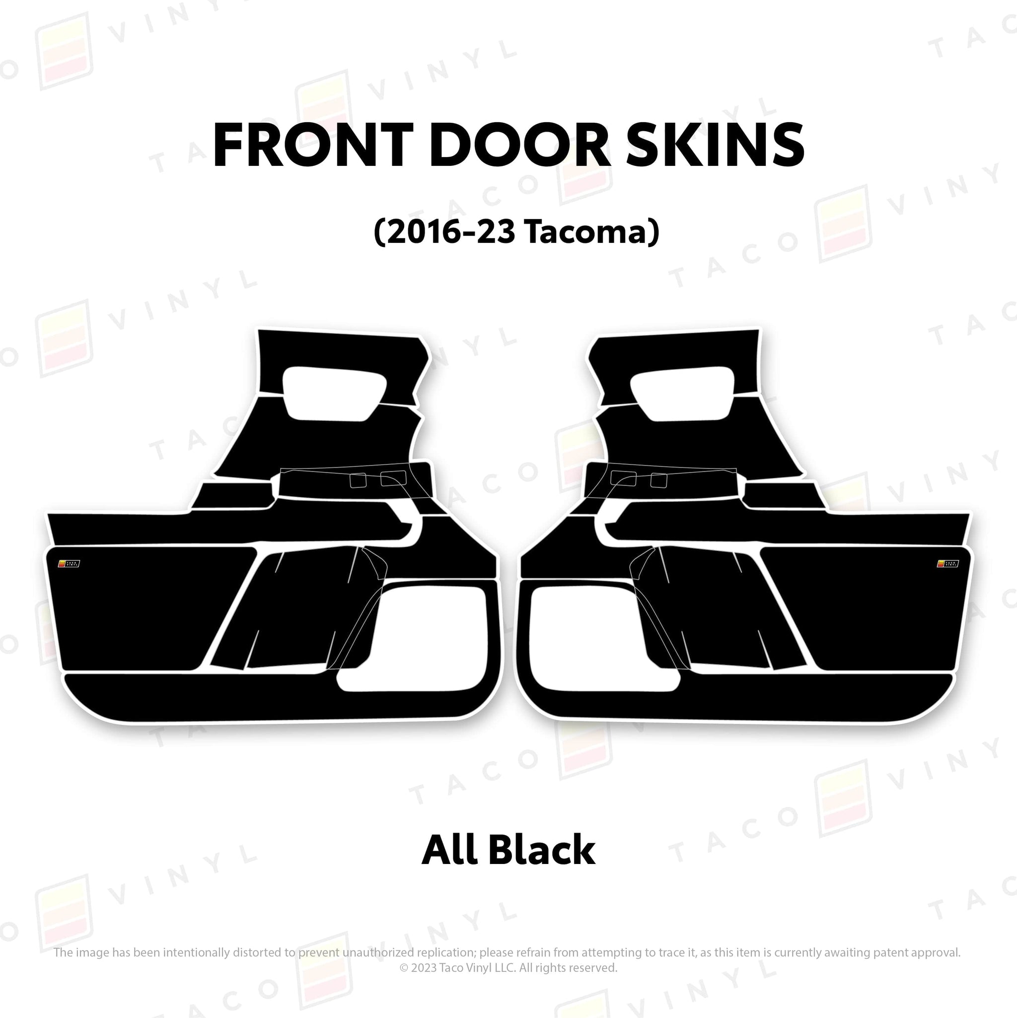 Taco Vinyl Protective Vinyl Front Driver/Passenger / All Black 2016-23 Tacoma Door Skins