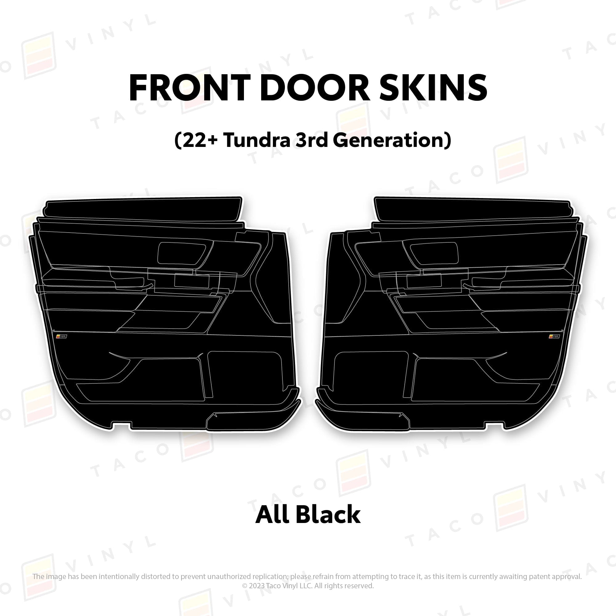 Taco Vinyl Protective Vinyl Front Driver/Passenger / All Black 2022+ Tundra Door Skins