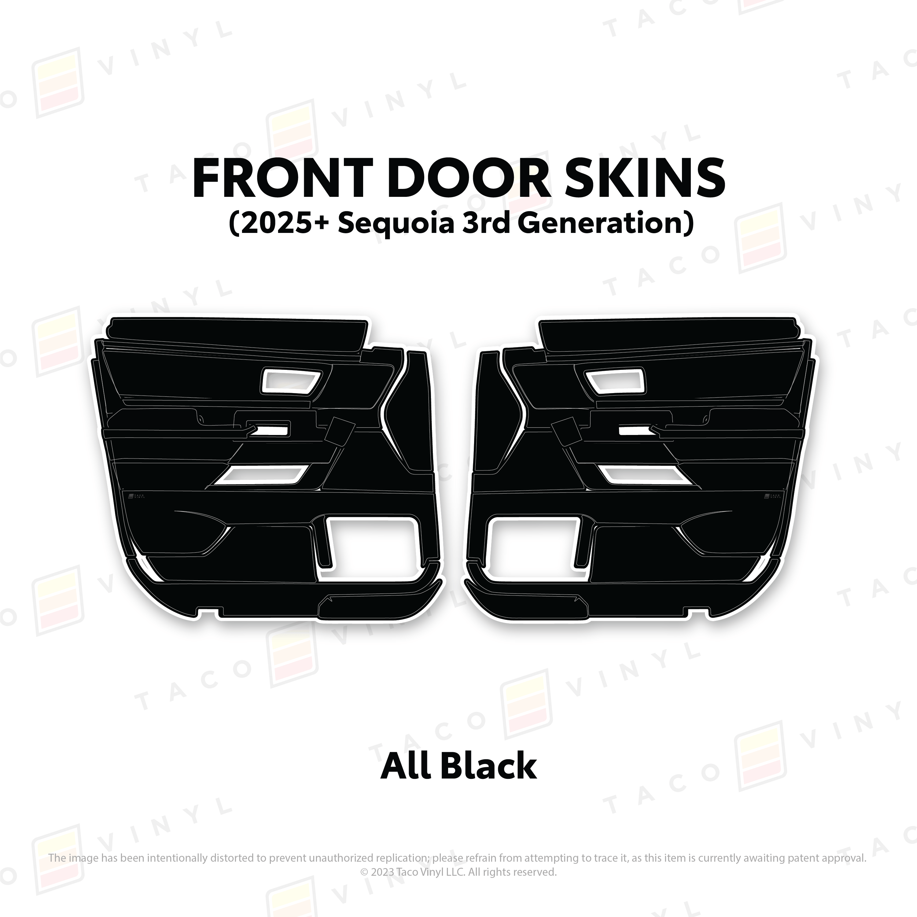 Taco Vinyl Protective Vinyl Front Driver/Passenger / All Black (Most Popular) 2023+ Sequoia Door Skins