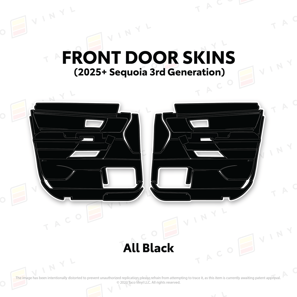 Taco Vinyl Protective Vinyl Front Driver/Passenger / All Black (Most Popular) 2023+ Sequoia Door Skins