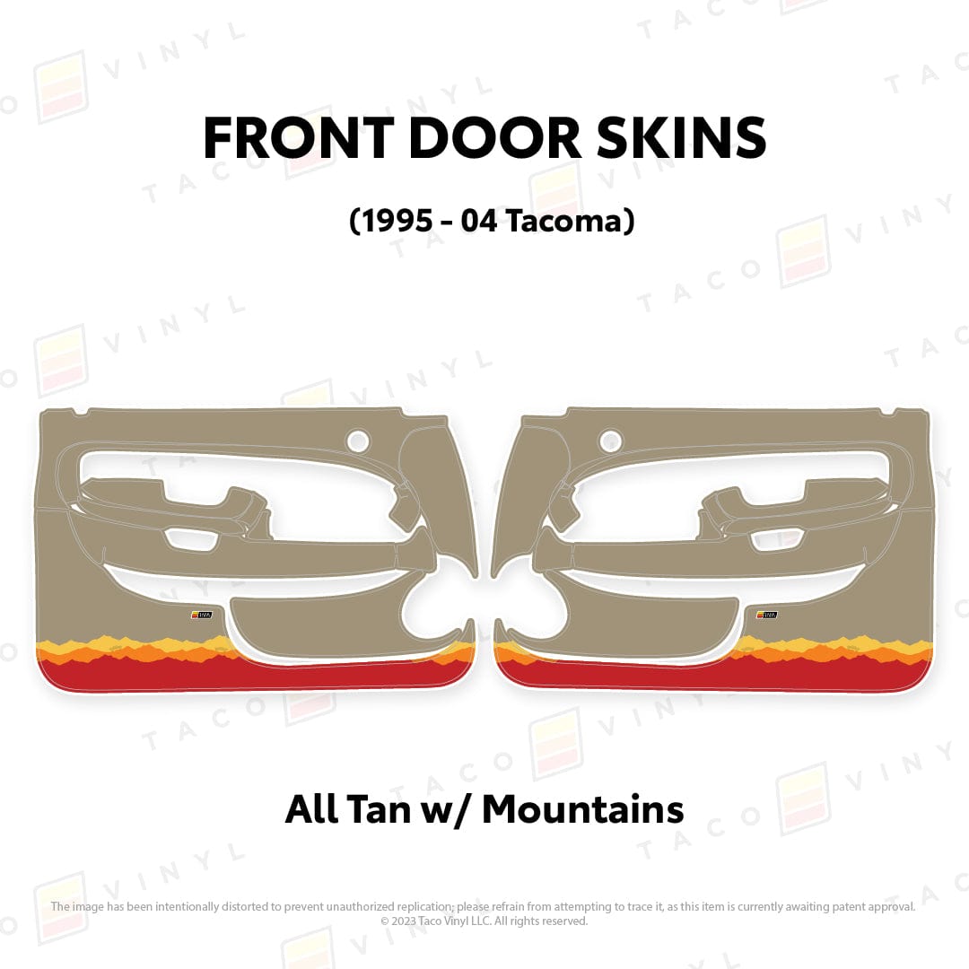 Taco Vinyl Protective Vinyl Front Driver/Passenger / All Tan w/ Mountains 1995-04 Tacoma Door Skins