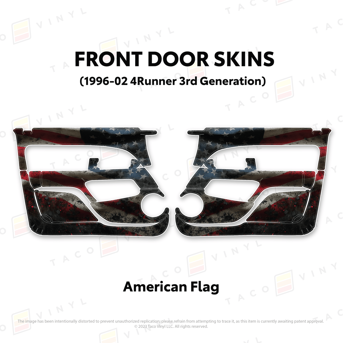 Taco Vinyl Protective Vinyl Front Driver/Passenger / American Flag 1996-2002 4Runner Door Skins