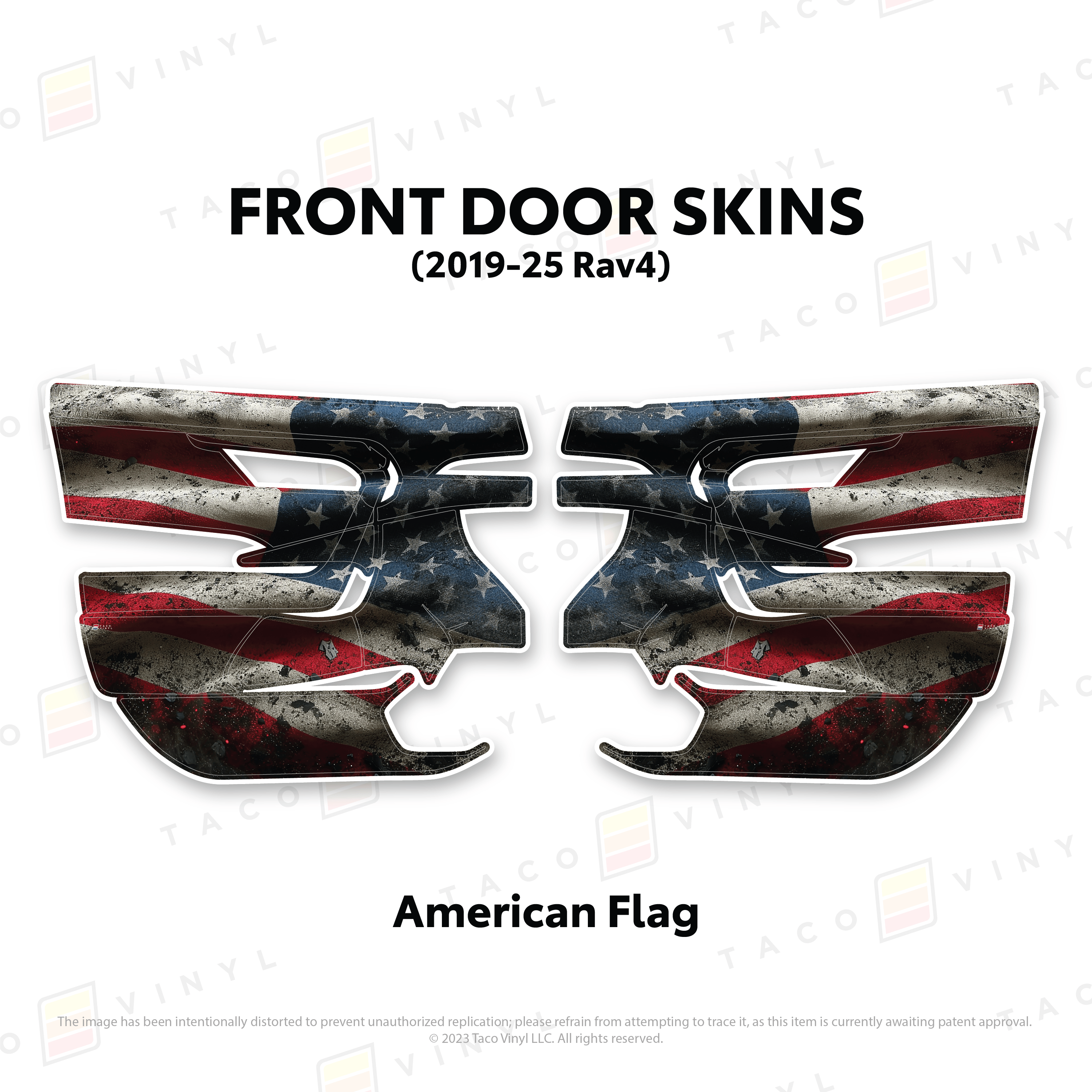 Taco Vinyl Protective Vinyl Front Driver/Passenger / American Flag 2019-25 Rav4 Door Skins