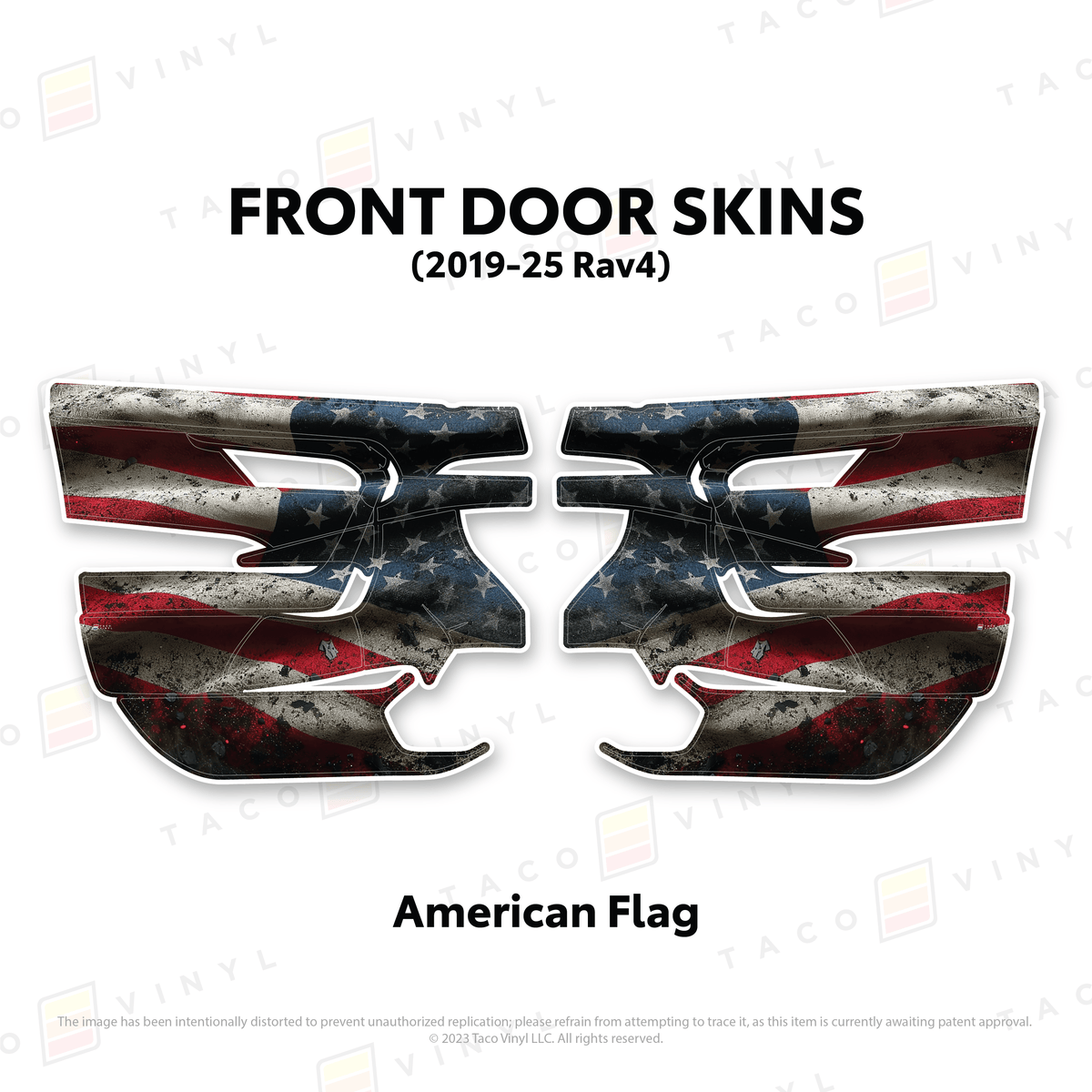 Taco Vinyl Protective Vinyl Front Driver/Passenger / American Flag 2019-25 Rav4 Door Skins