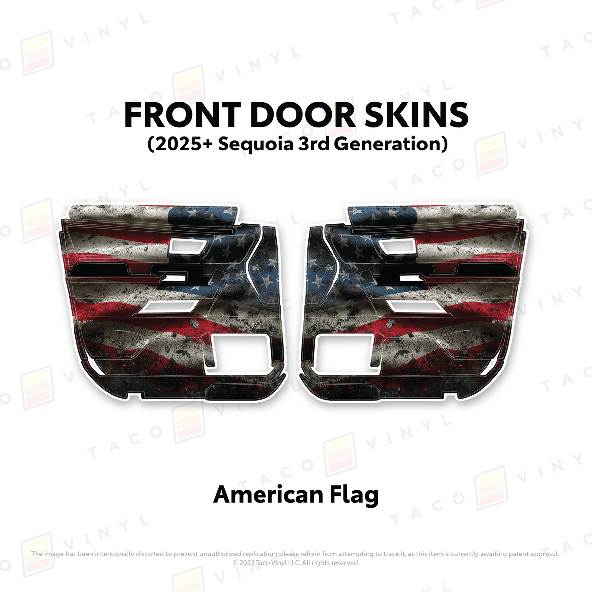 Taco Vinyl Protective Vinyl Front Driver/Passenger / American Flag 2023+ Sequoia Door Skins