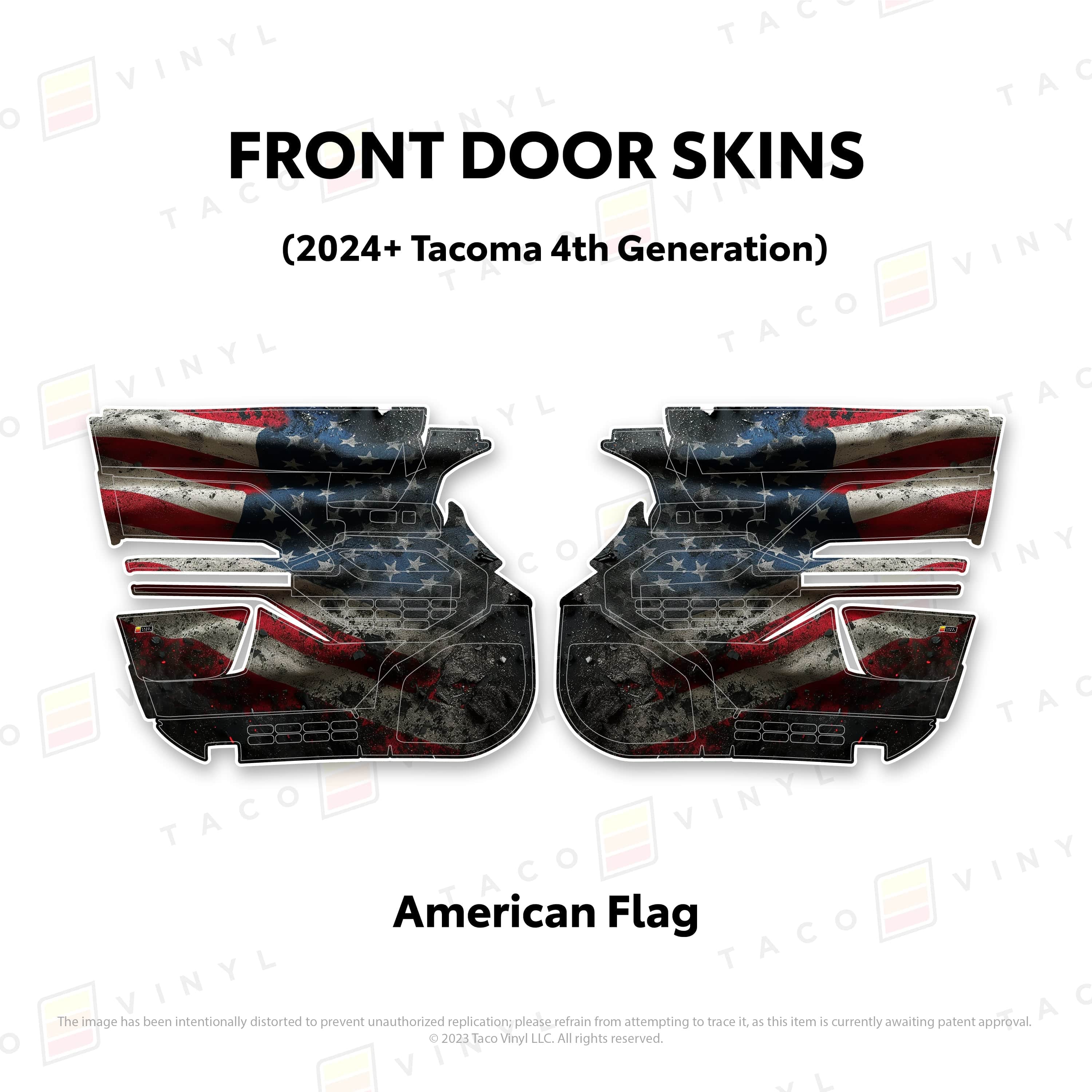 Taco Vinyl Protective Vinyl Front Driver/Passenger / American Flag 2024+ Tacoma Door Skins