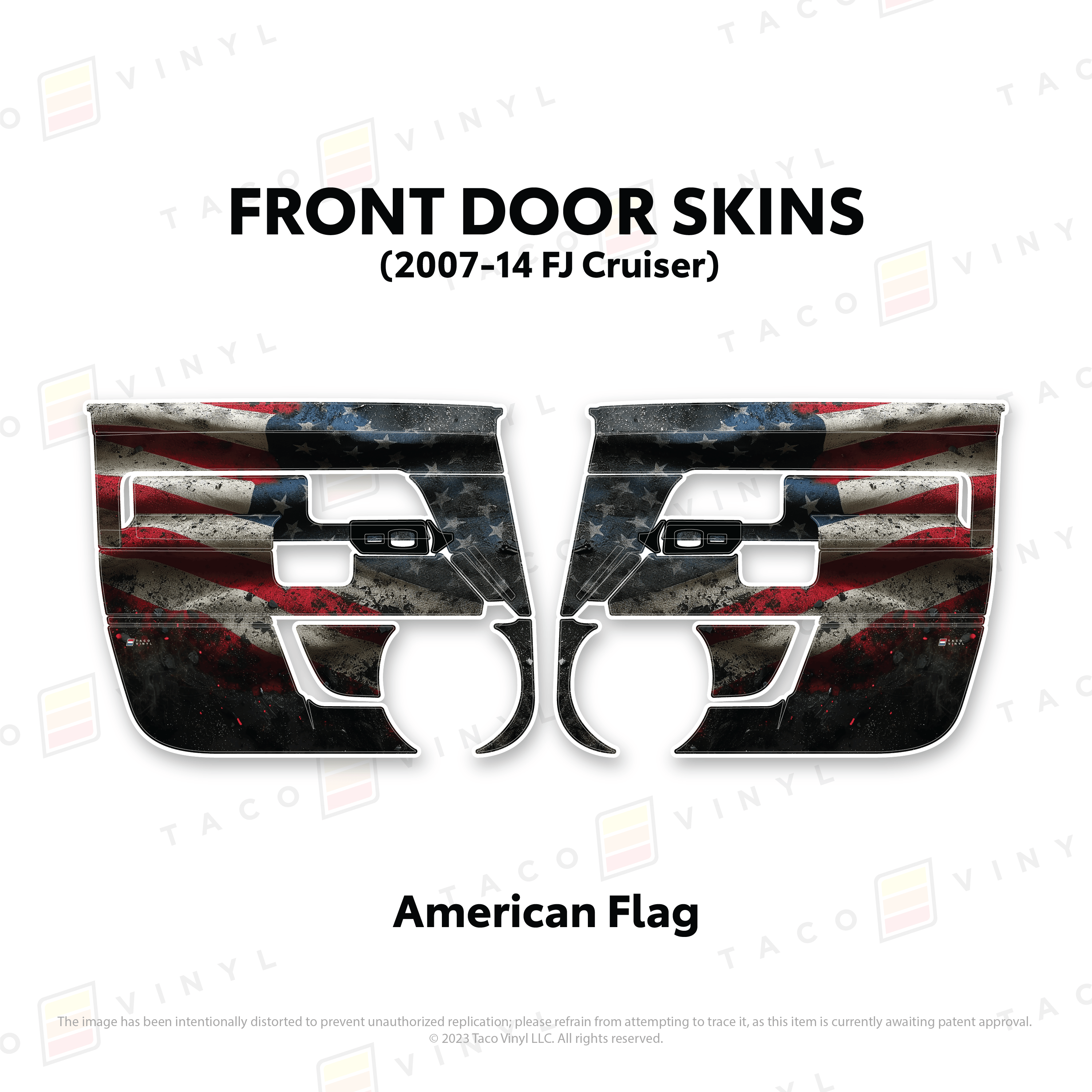 Taco Vinyl Protective Vinyl Front Driver/Passenger / American Flag FJ Cruiser Door Skins
