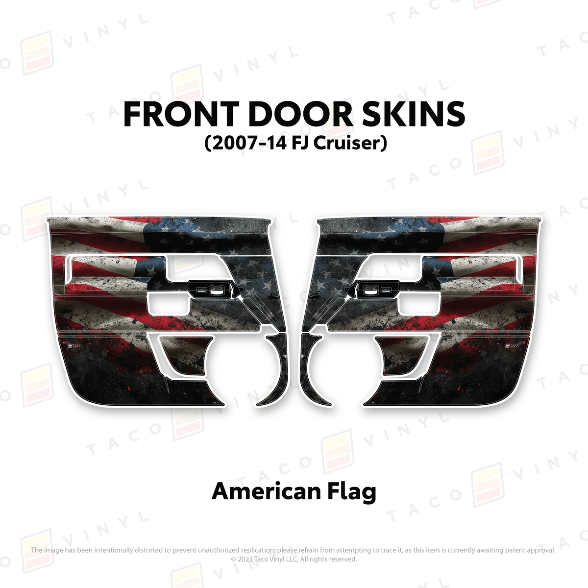 Taco Vinyl Protective Vinyl Front Driver/Passenger / American Flag FJ Cruiser Door Skins