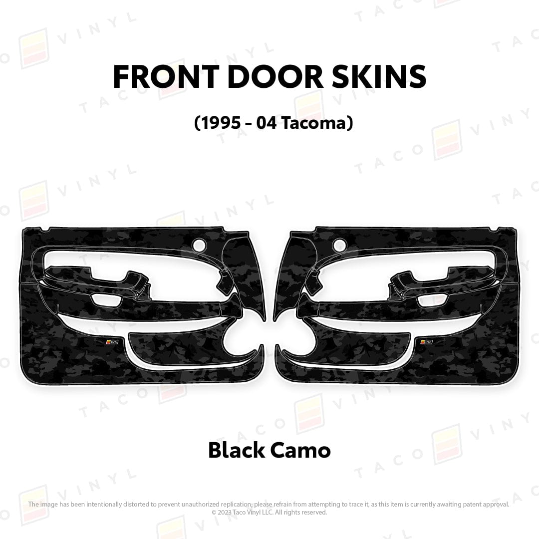 Taco Vinyl Protective Vinyl Front Driver/Passenger / Black Camo 1995-04 Tacoma Door Skins