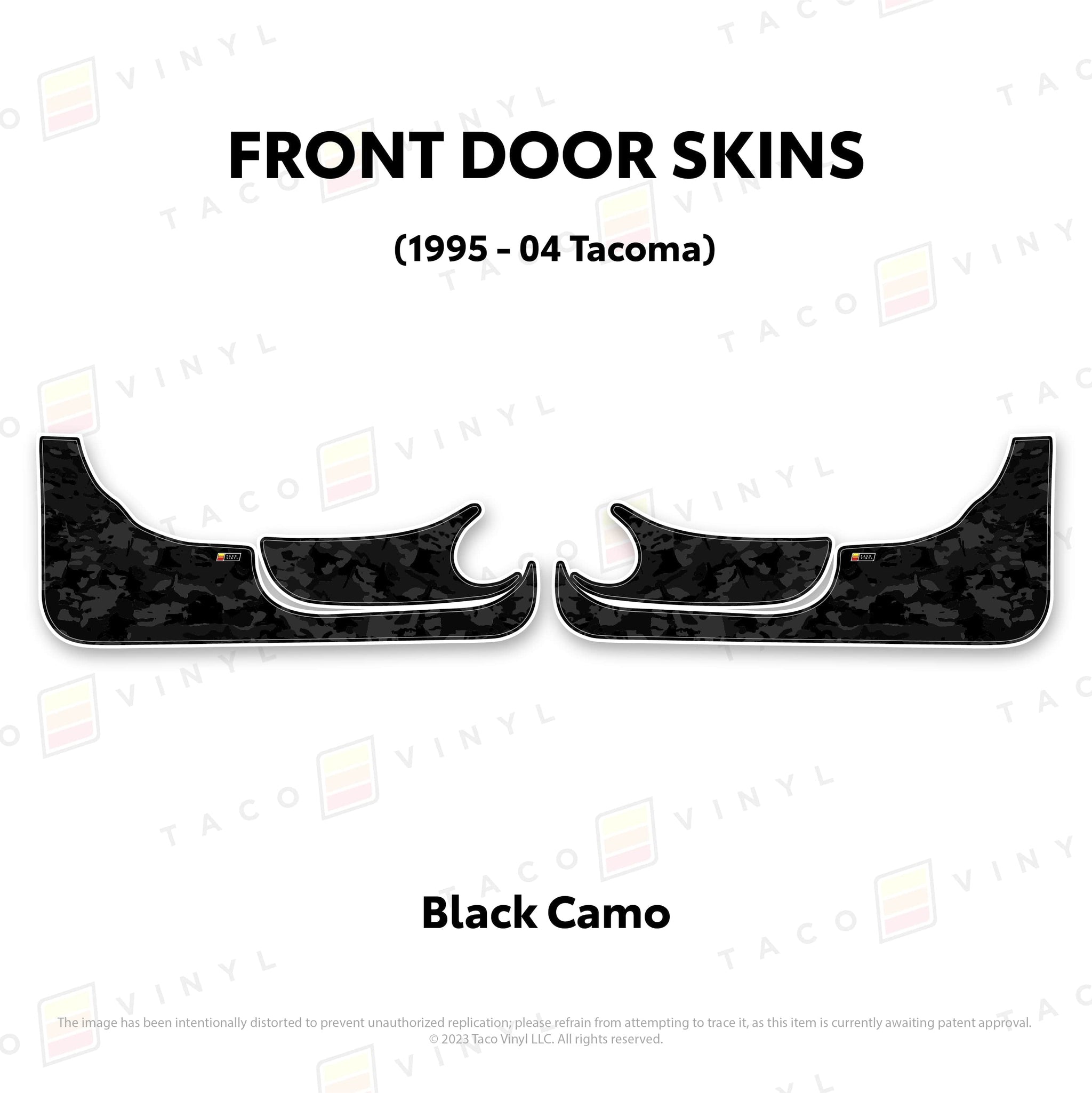 Taco Vinyl Protective Vinyl Front Driver/Passenger / Black Camo 1995-04 Tacoma Door Skins (Lower Section)