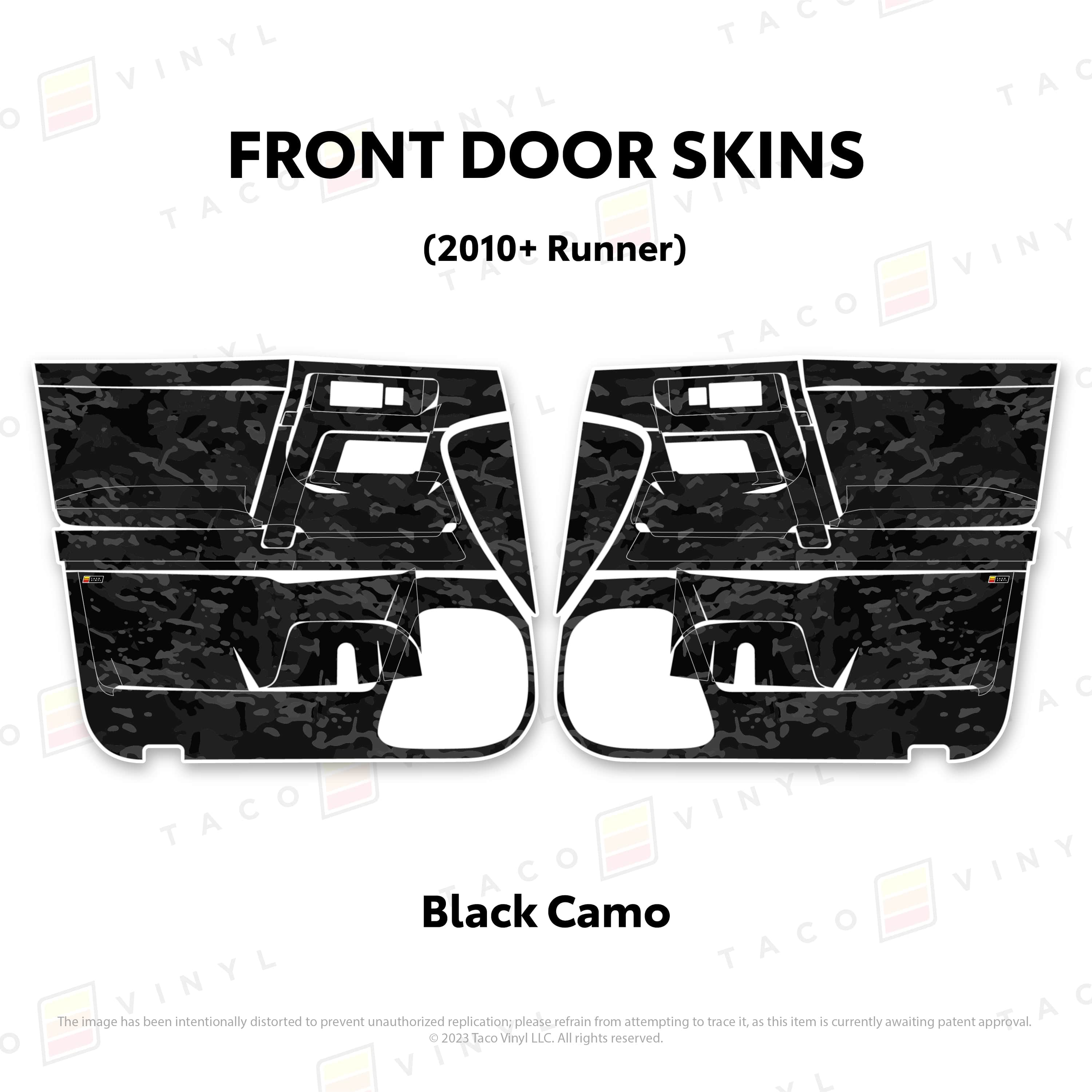 Taco Vinyl Protective Vinyl Front Driver/Passenger / Black Camo 2010-24 4Runner Door Skins