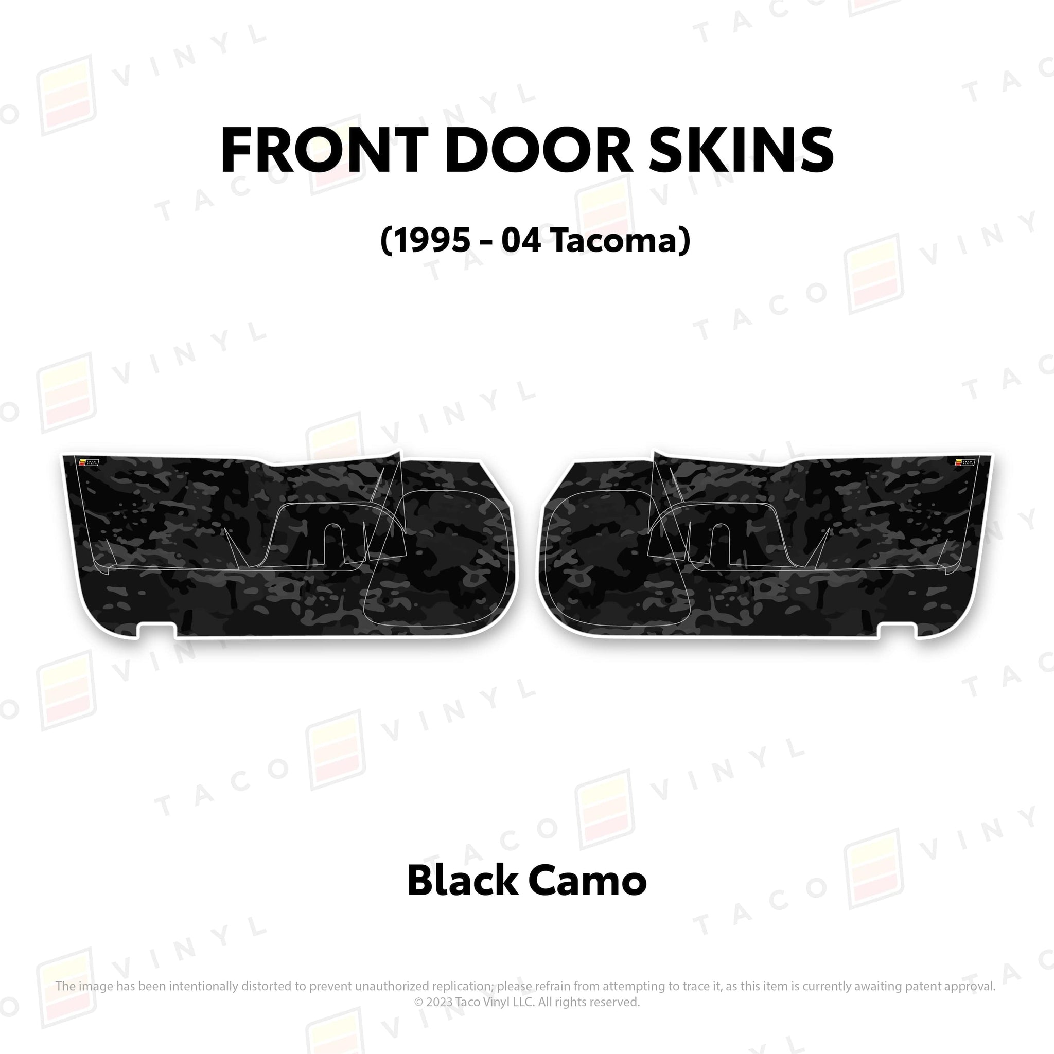 Taco Vinyl Protective Vinyl Front Driver/Passenger / Black Camo 2010-24 4Runner Door Skins (Lower Section)