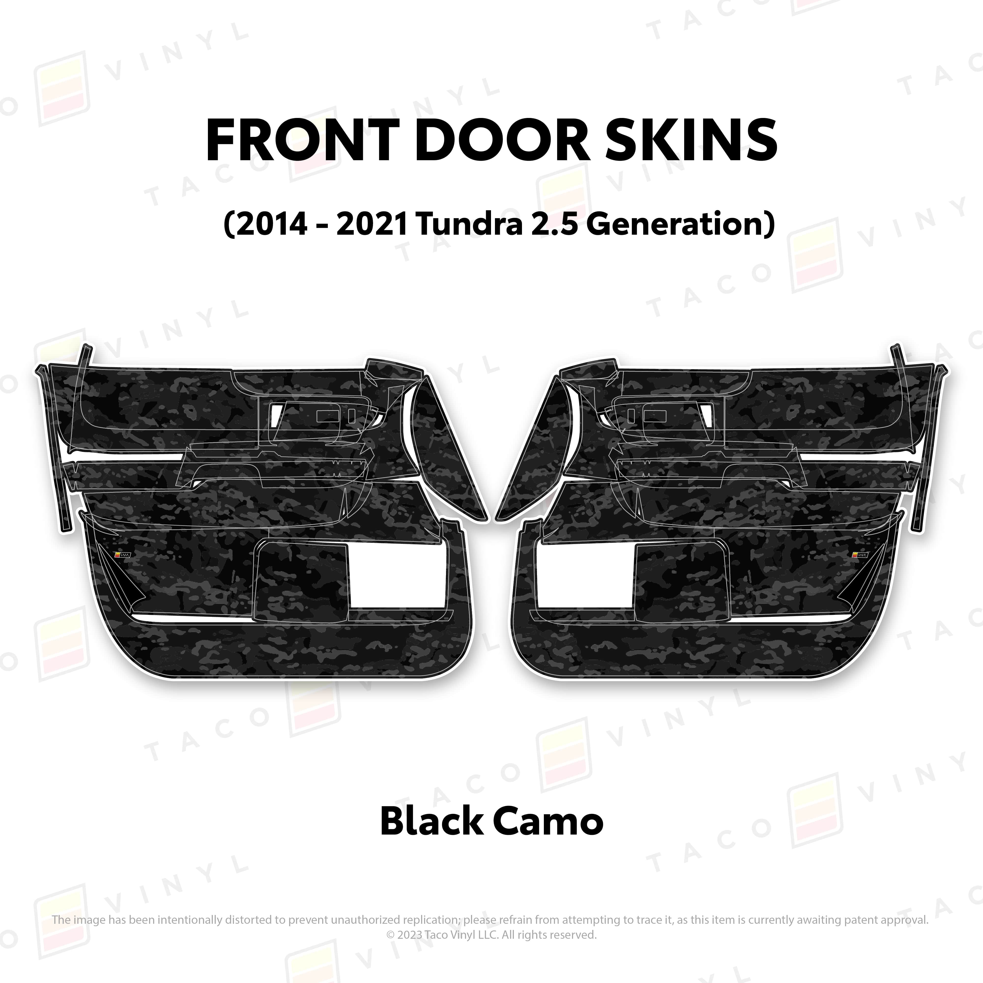 Taco Vinyl Protective Vinyl Front Driver/Passenger / Black Camo 2014 - 2021 Tundra Door Skins