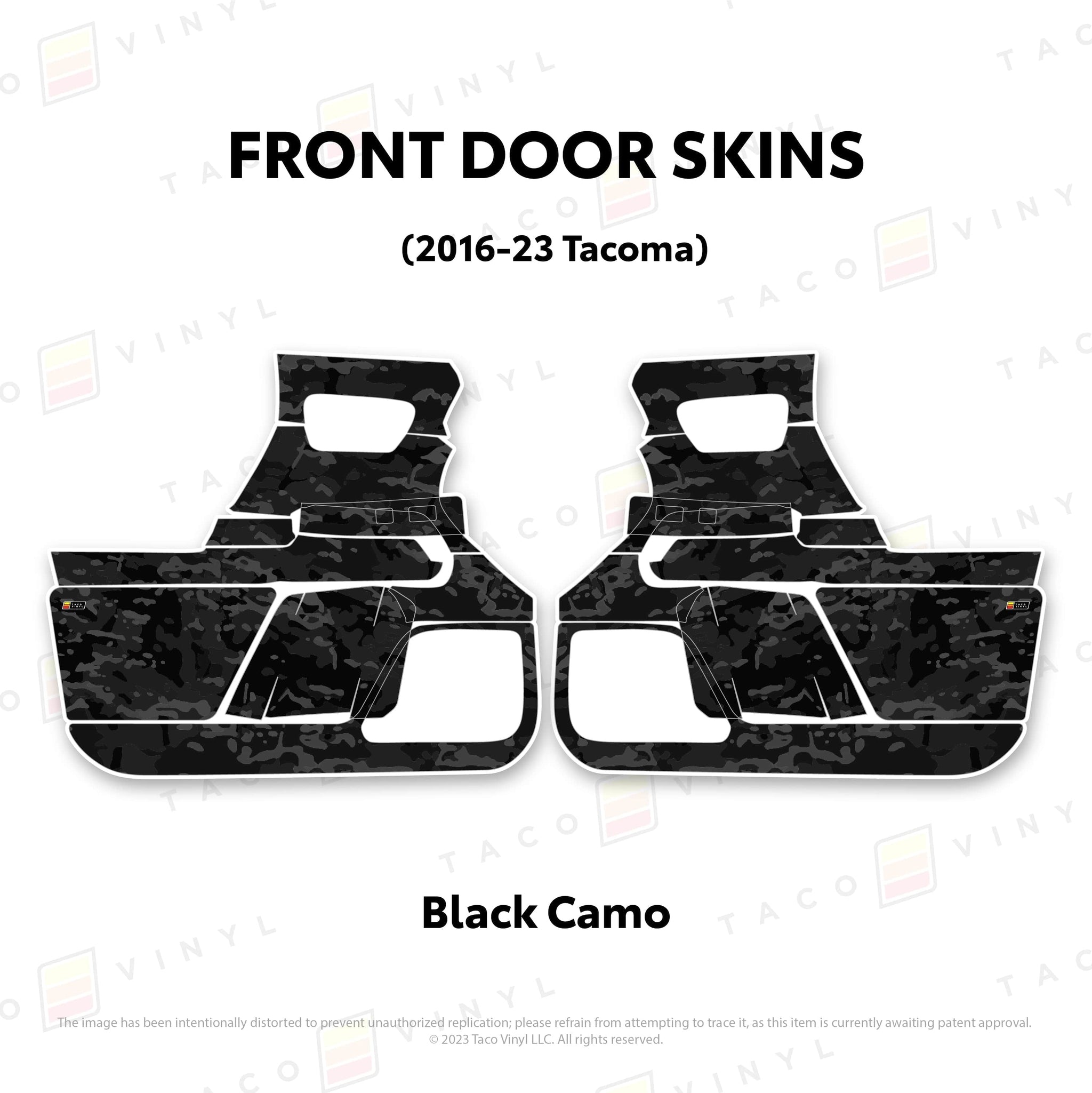 Taco Vinyl Protective Vinyl Front Driver/Passenger / Black Camo 2016-23 Tacoma Door Skins