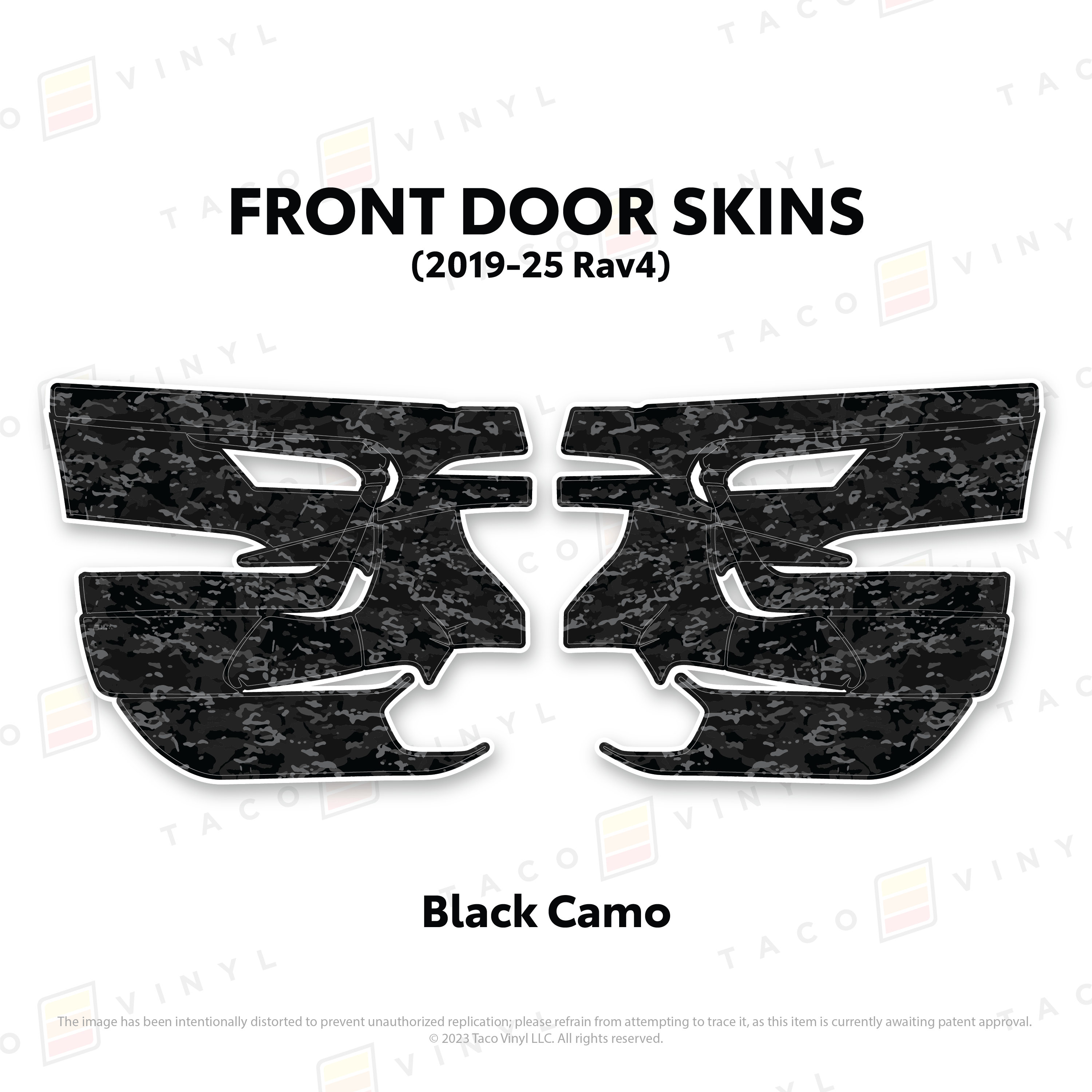 Taco Vinyl Protective Vinyl Front Driver/Passenger / Black Camo 2019-25 Rav4 Door Skins