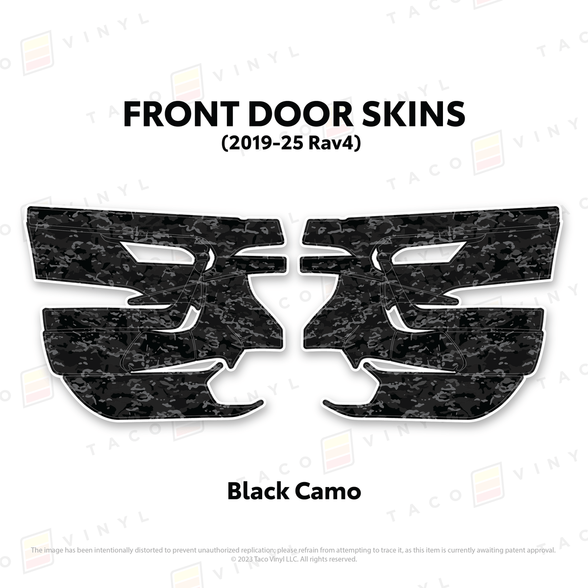 Taco Vinyl Protective Vinyl Front Driver/Passenger / Black Camo 2019-25 Rav4 Door Skins