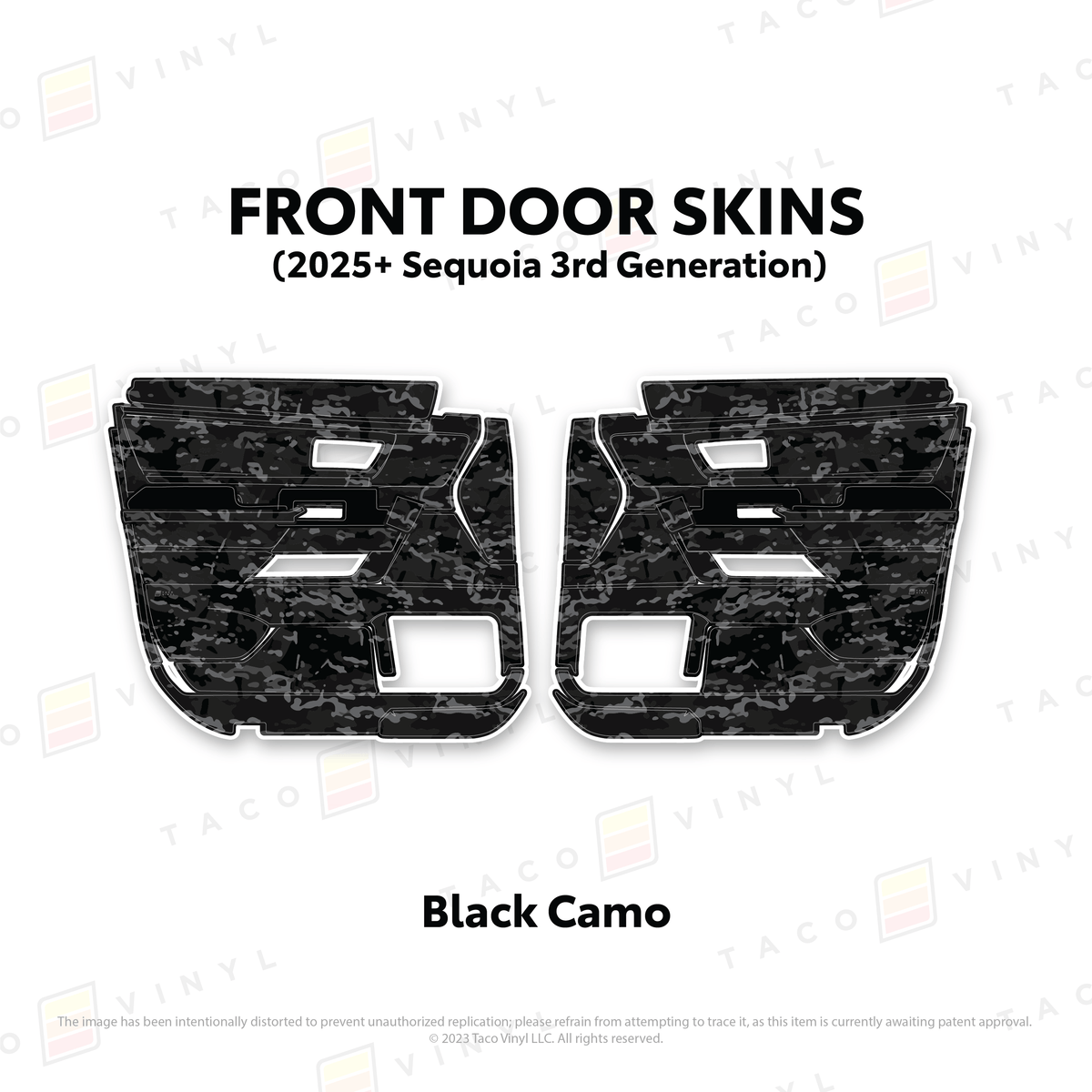 Taco Vinyl Protective Vinyl Front Driver/Passenger / Black Camo 2023+ Sequoia Door Skins