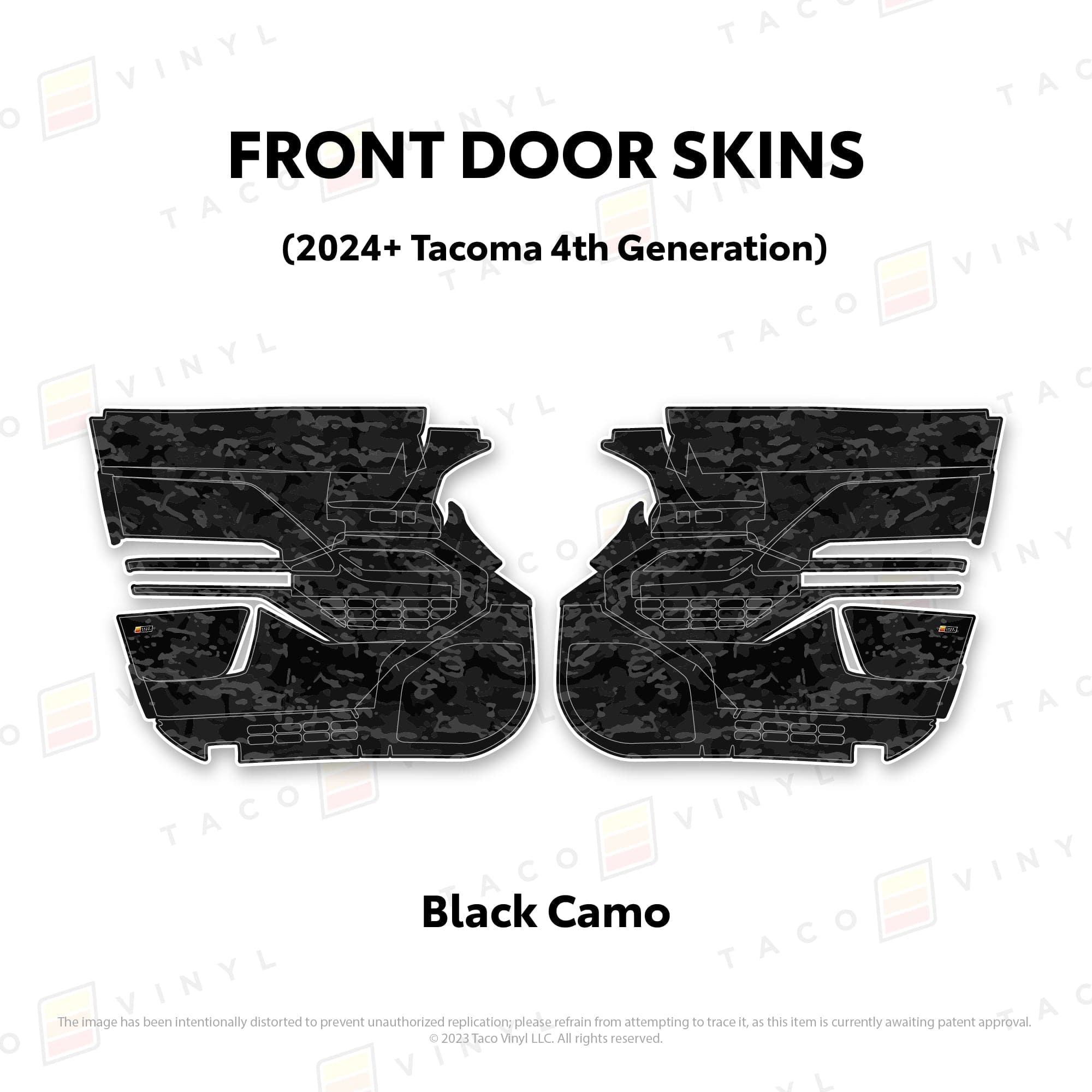 Taco Vinyl Protective Vinyl Front Driver/Passenger / Black Camo 2024+ Tacoma Door Skins