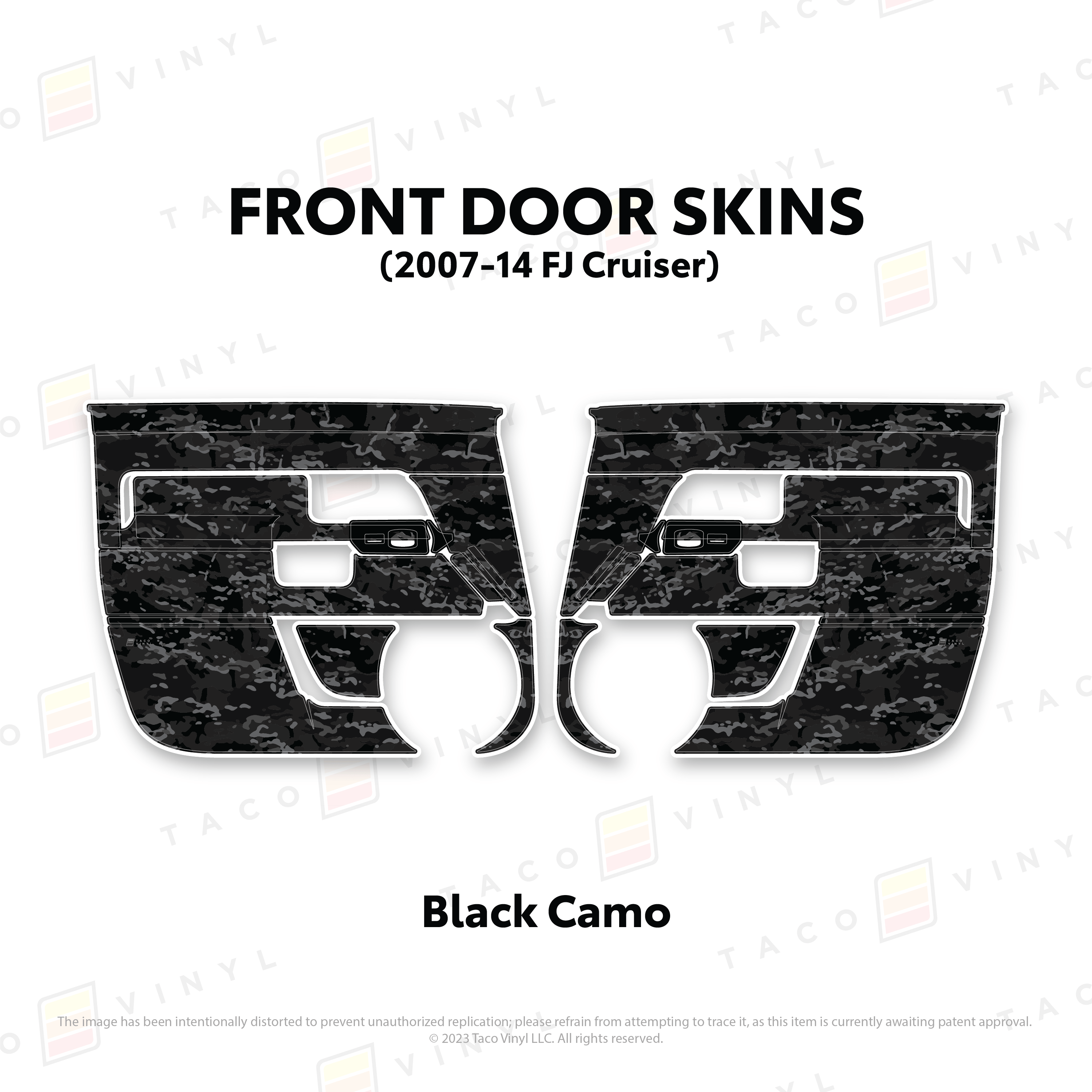 Taco Vinyl Protective Vinyl Front Driver/Passenger / Black Camo FJ Cruiser Door Skins