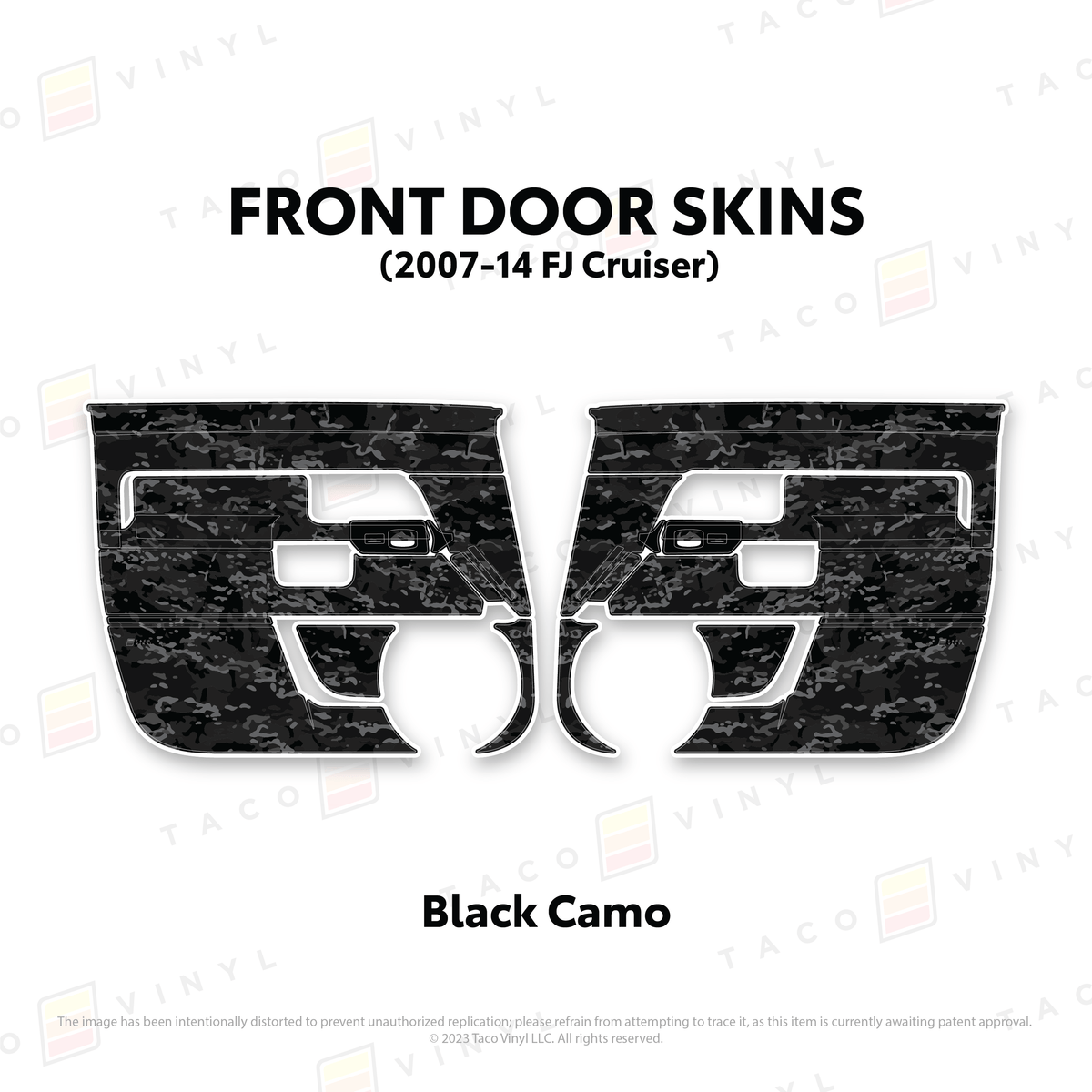 Taco Vinyl Protective Vinyl Front Driver/Passenger / Black Camo FJ Cruiser Door Skins