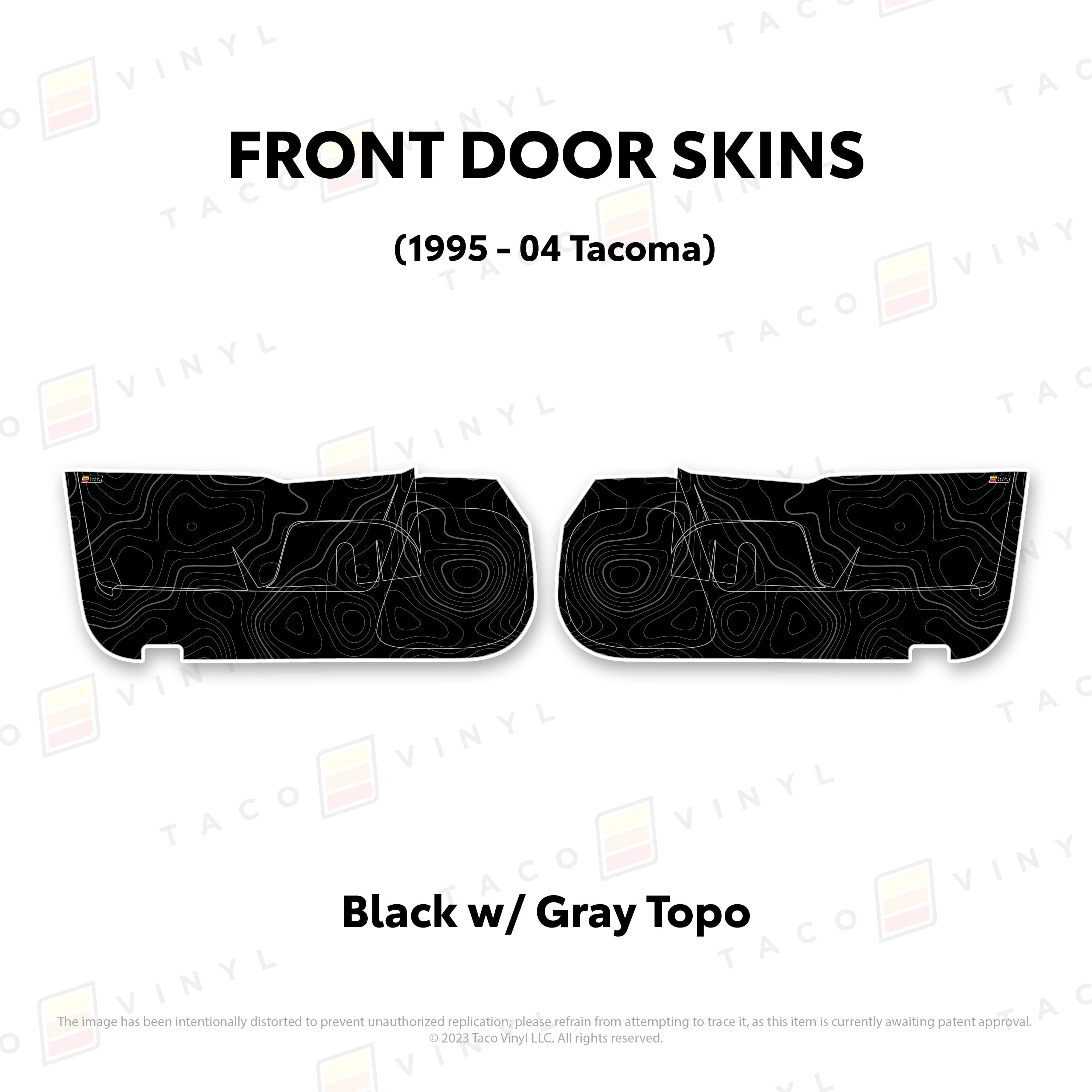 Taco Vinyl Protective Vinyl Front Driver/Passenger / Black w/Gray Scheme Topo 2010-24 4Runner Door Skins (Lower Section)