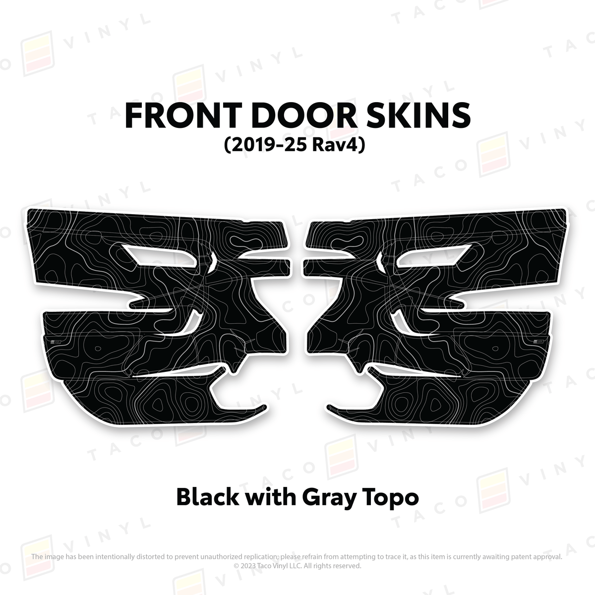 Taco Vinyl Protective Vinyl Front Driver/Passenger / Black w/Gray Topo 2019-25 Rav4 Door Skins
