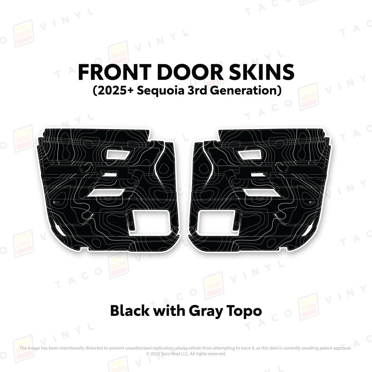Taco Vinyl Protective Vinyl Front Driver/Passenger / Black w/Gray Topo 2023+ Sequoia Door Skins