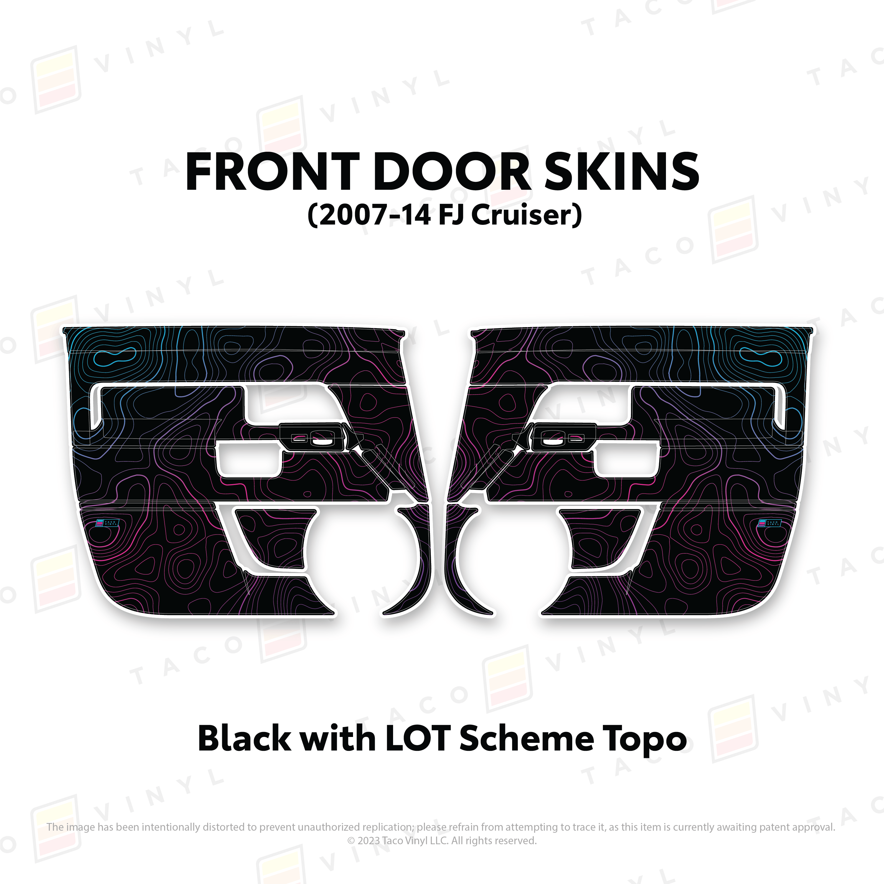 Taco Vinyl Protective Vinyl Front Driver/Passenger / Black w/ LOT Topo FJ Cruiser Door Skins