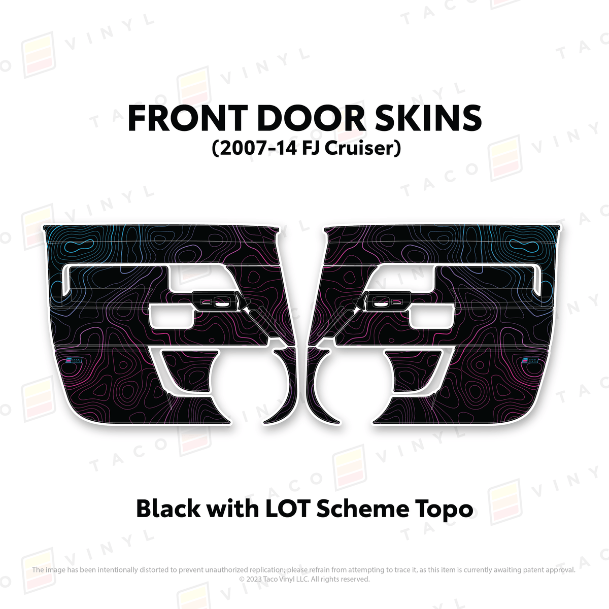 Taco Vinyl Protective Vinyl Front Driver/Passenger / Black w/ LOT Topo FJ Cruiser Door Skins