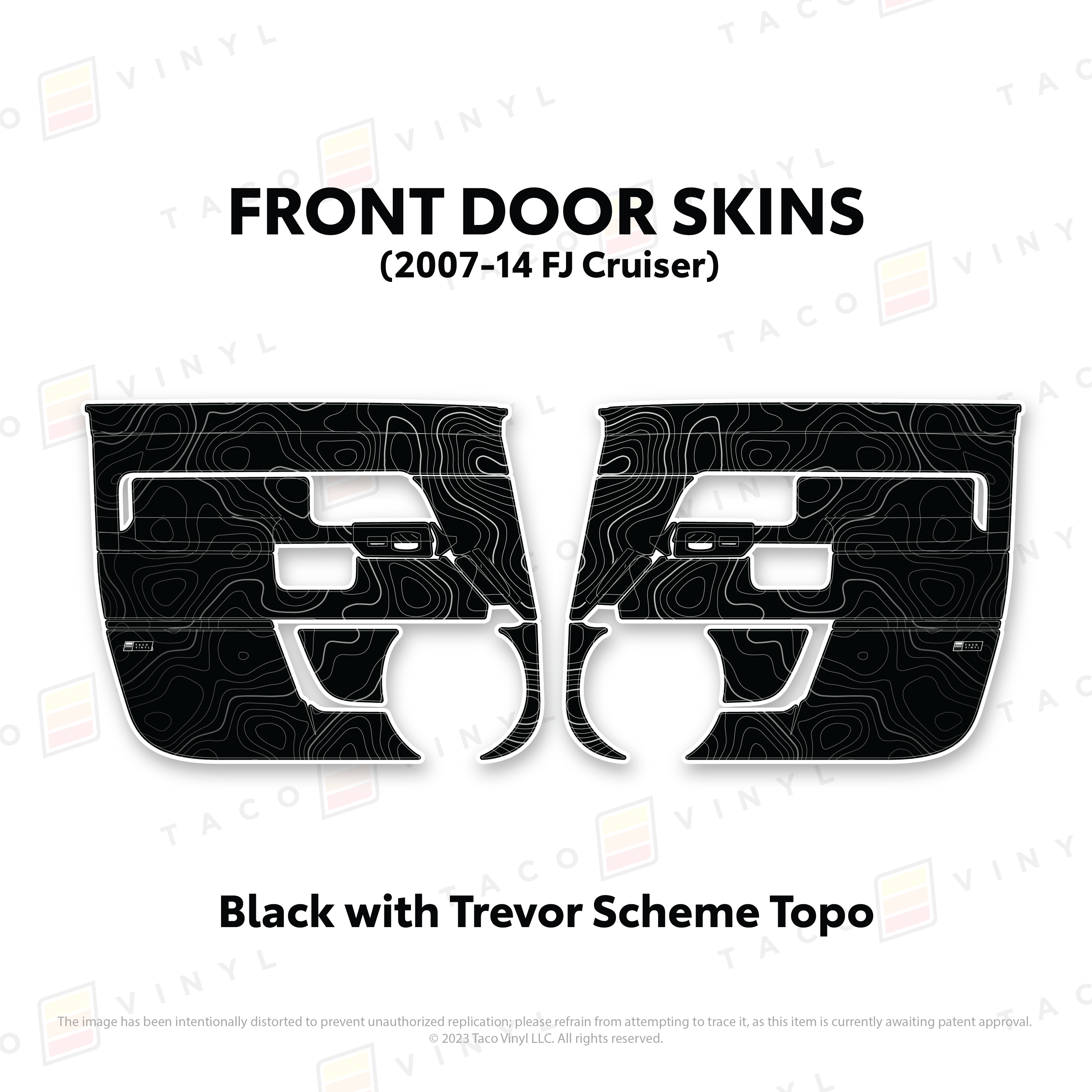 Taco Vinyl Protective Vinyl Front Driver/Passenger / Black w/ Trevor Scheme Topo FJ Cruiser Door Skins