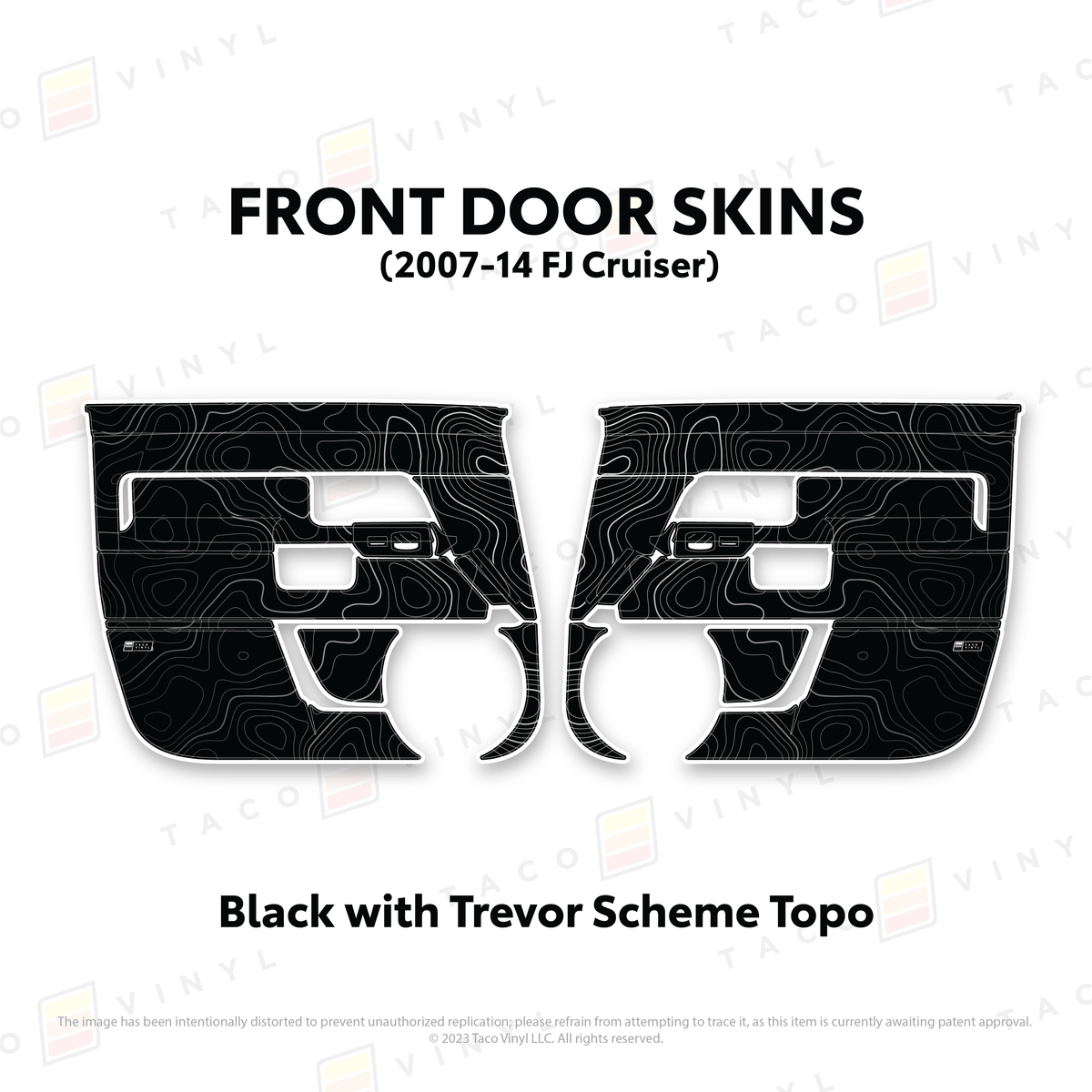 Taco Vinyl Protective Vinyl Front Driver/Passenger / Black w/ Trevor Scheme Topo FJ Cruiser Door Skins