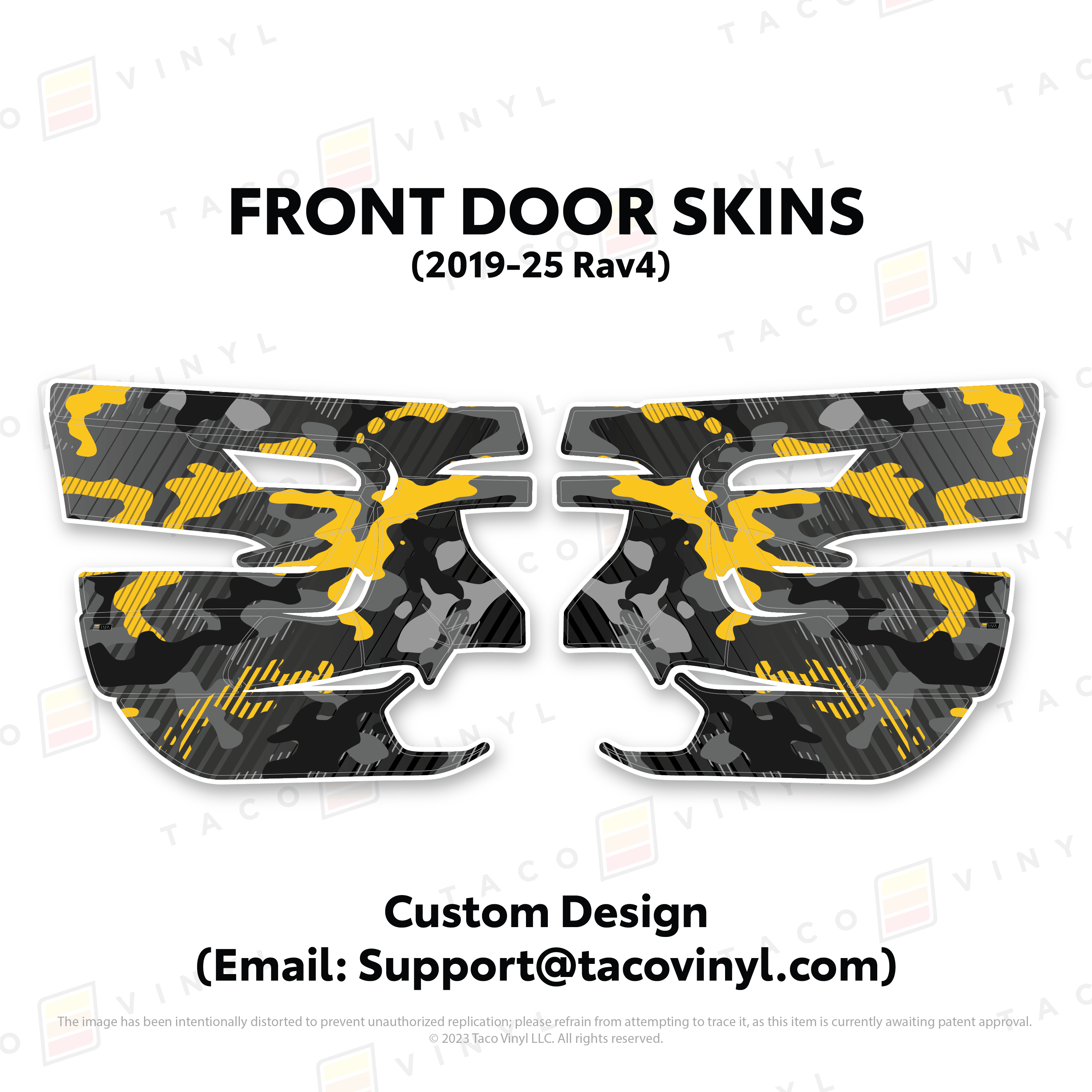 Taco Vinyl Protective Vinyl Front Driver/Passenger / Custom Design (Email: Support@tacovinyl.com) 2019-25 Rav4 Door Skins