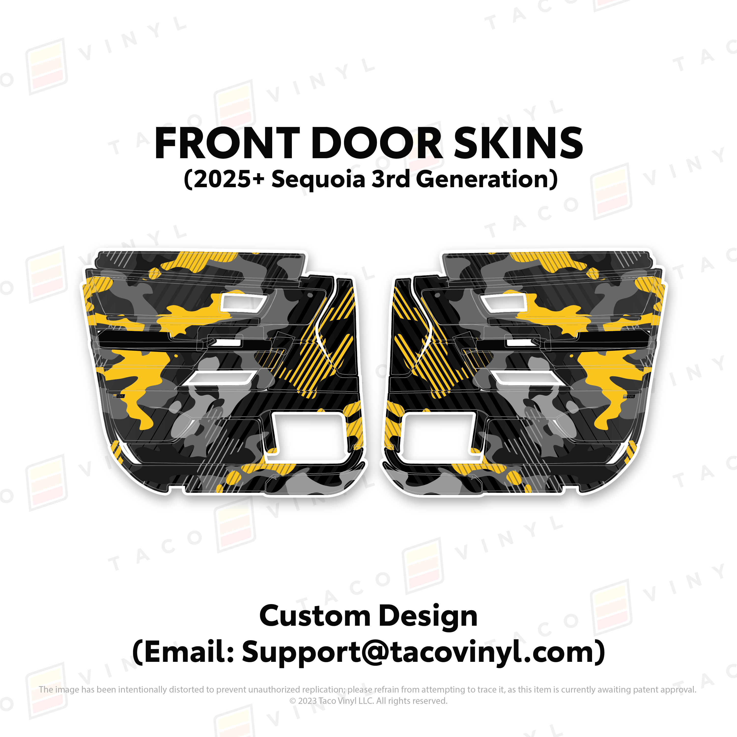 Taco Vinyl Protective Vinyl Front Driver/Passenger / Custom Design (Email: Support@tacovinyl.com) 2023+ Sequoia Door Skins